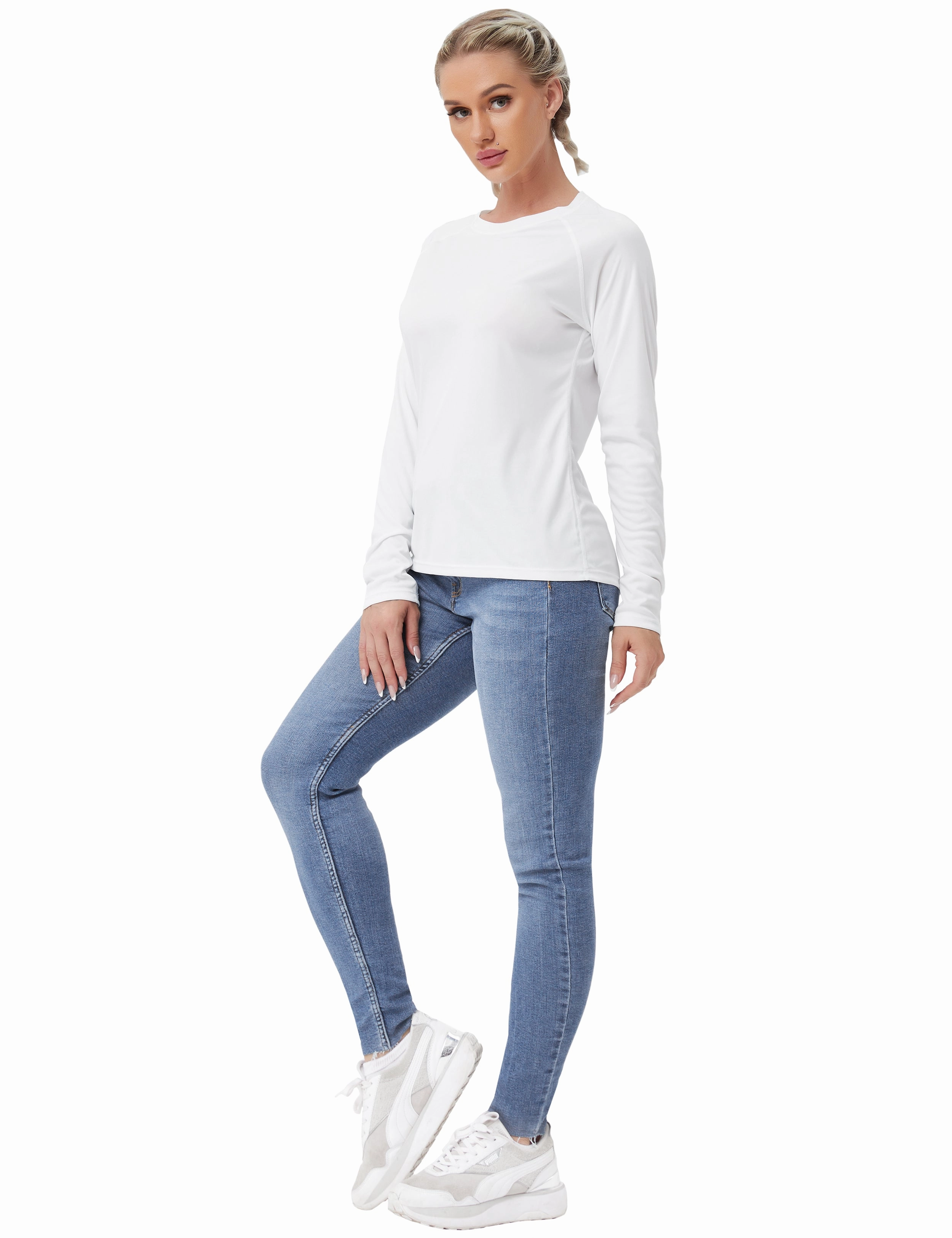 Long Sleeve Athletic Shirts white_yogastudio