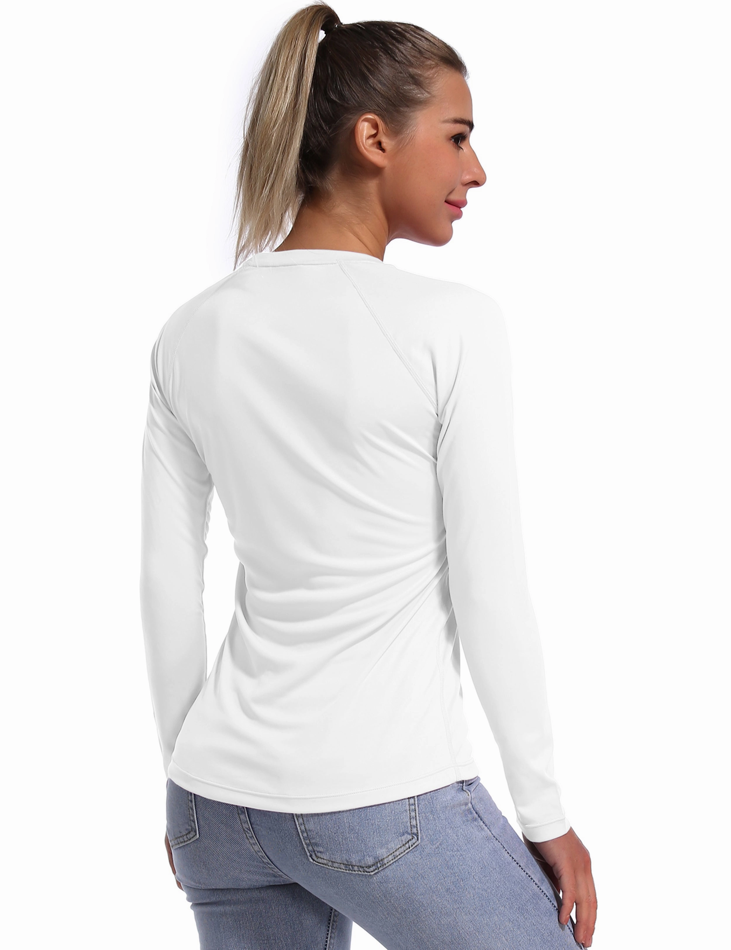 Long Sleeve Athletic Shirts white_yogastudio