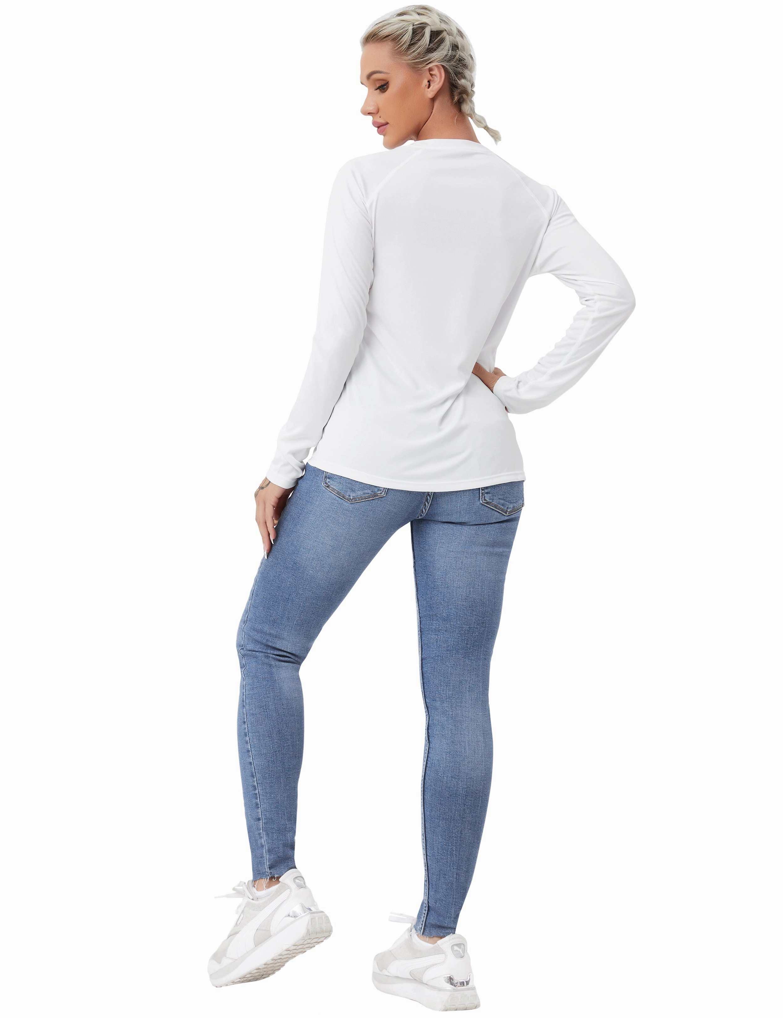 Long Sleeve Athletic Shirts white_yogastudio