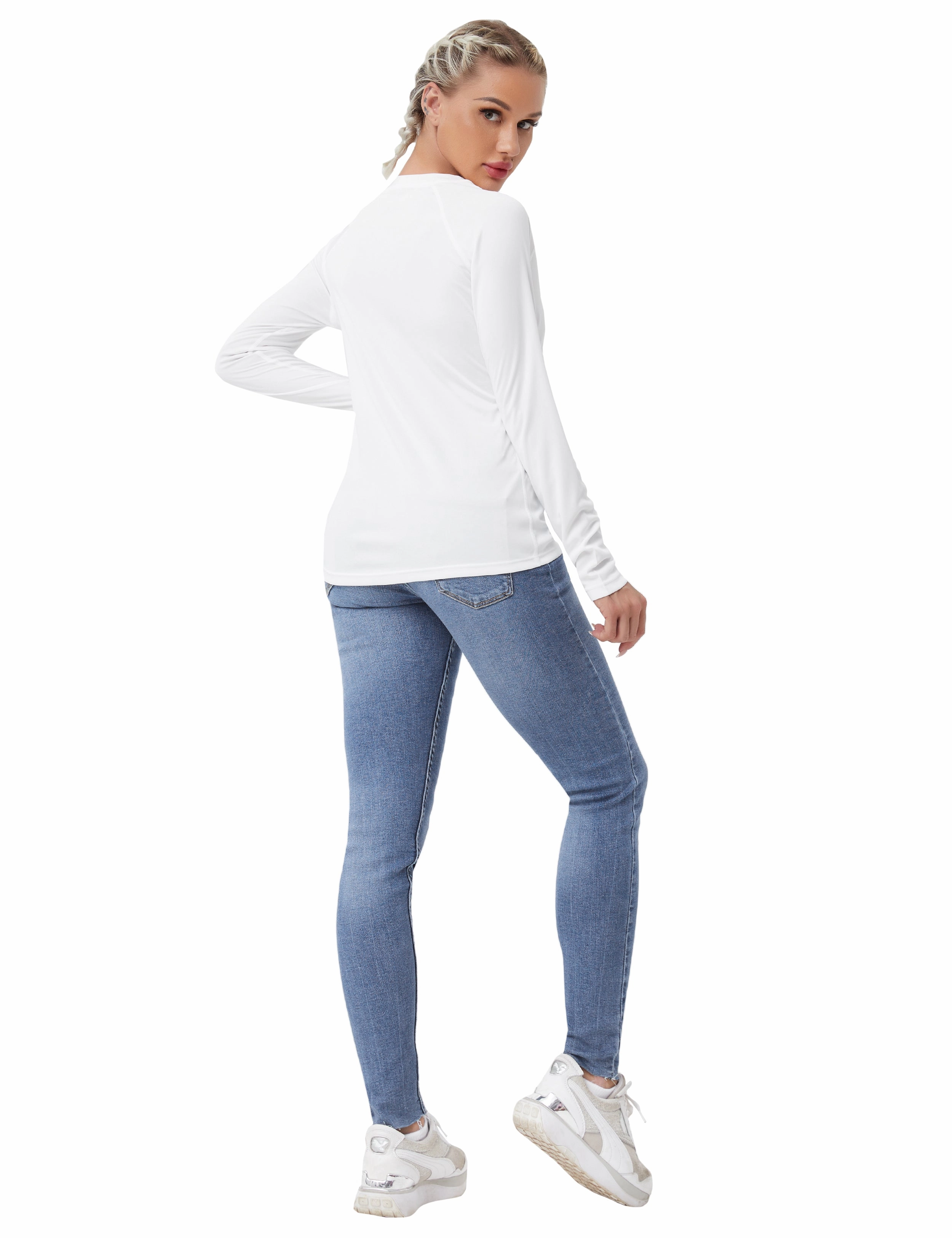 Long Sleeve Athletic Shirts white_yogastudio