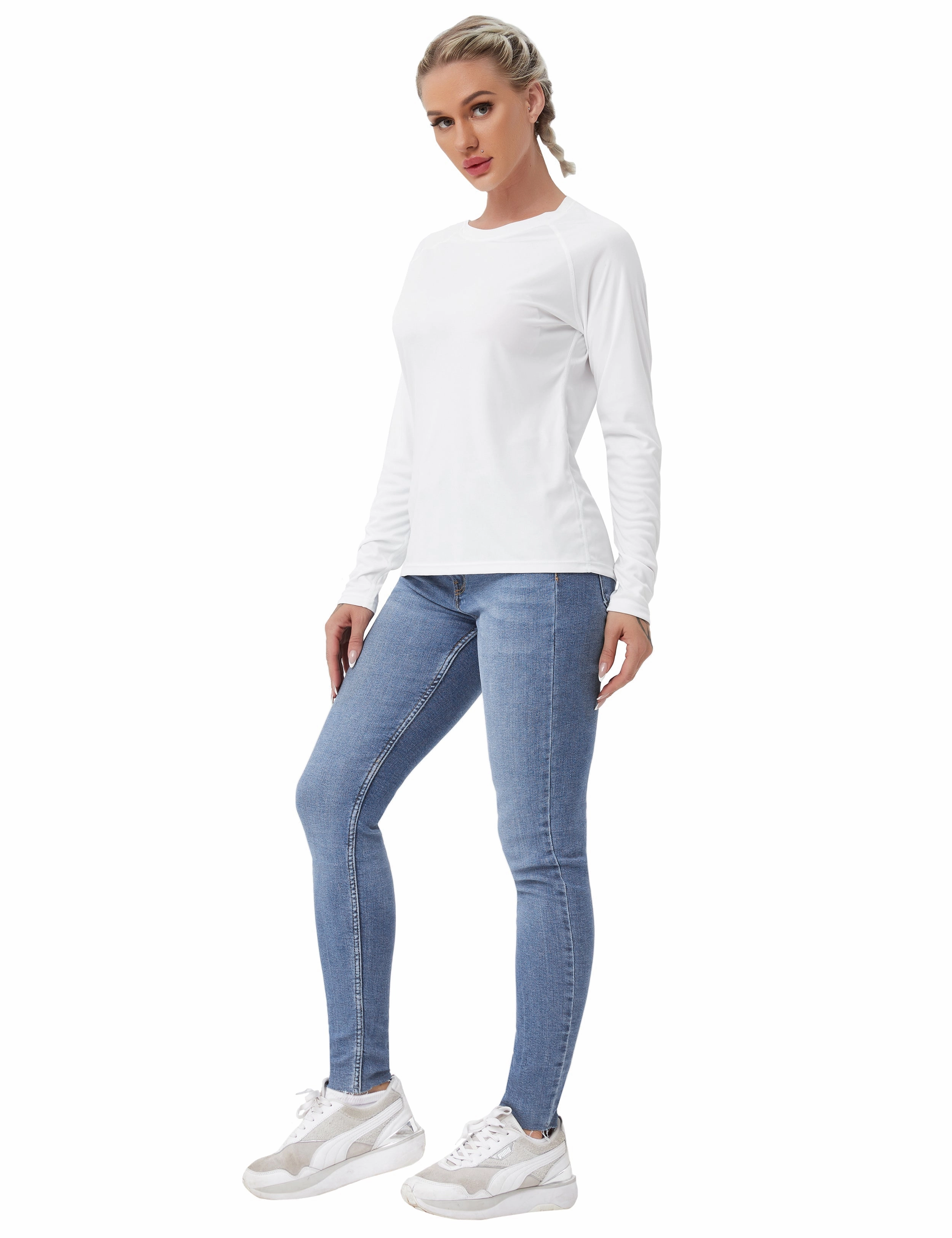Long Sleeve Athletic Shirts white_yogastudio