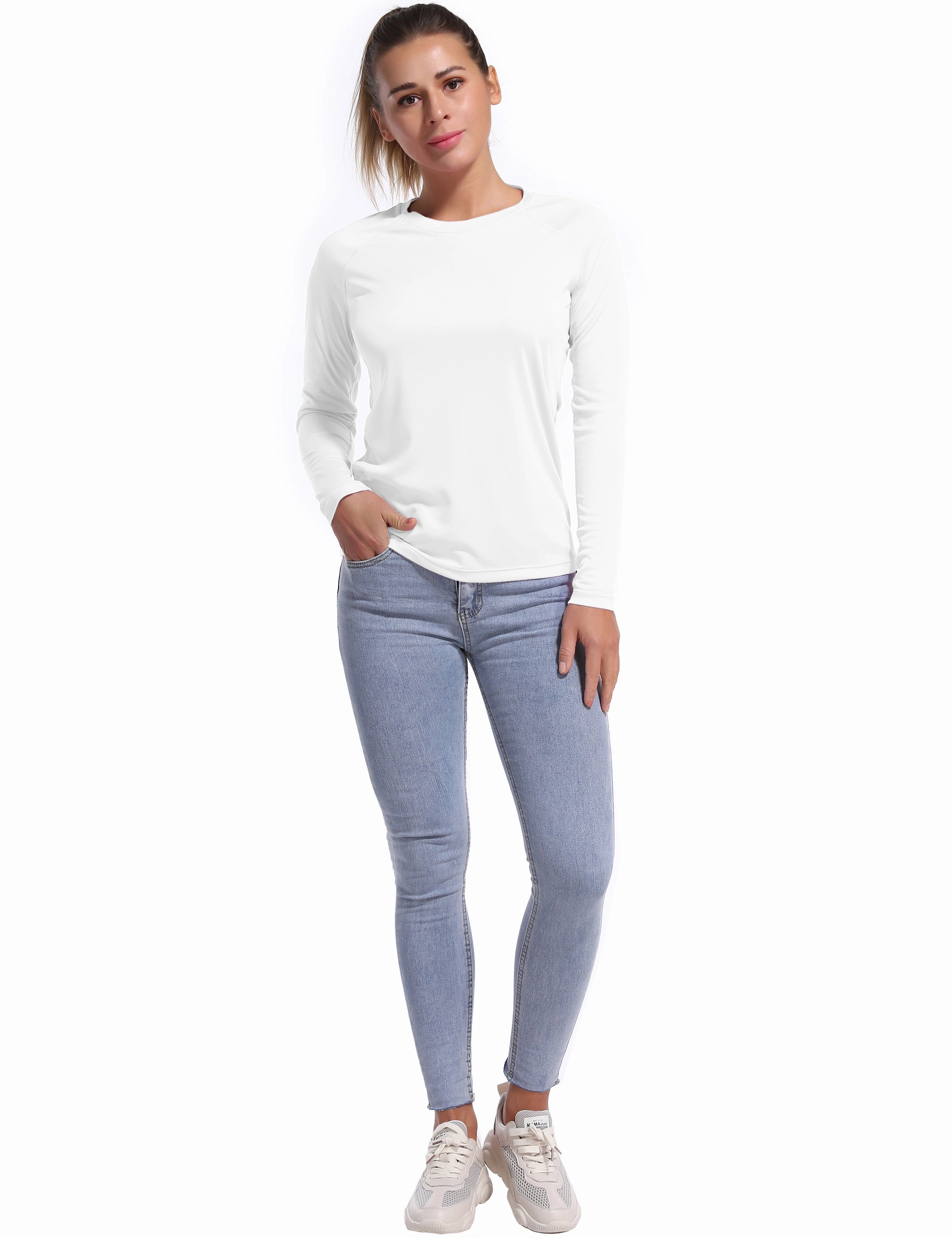 Long Sleeve Athletic Shirts white_yogastudio