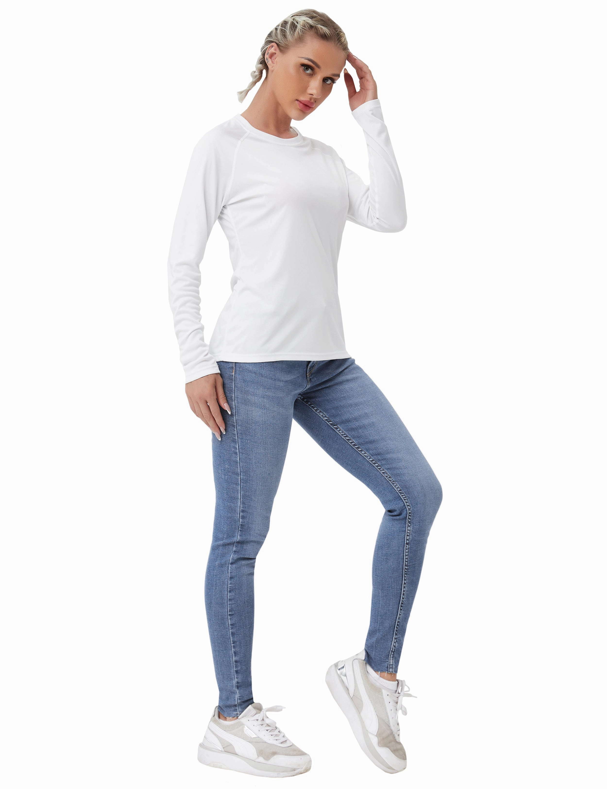 Long Sleeve Athletic Shirts white_yogastudio