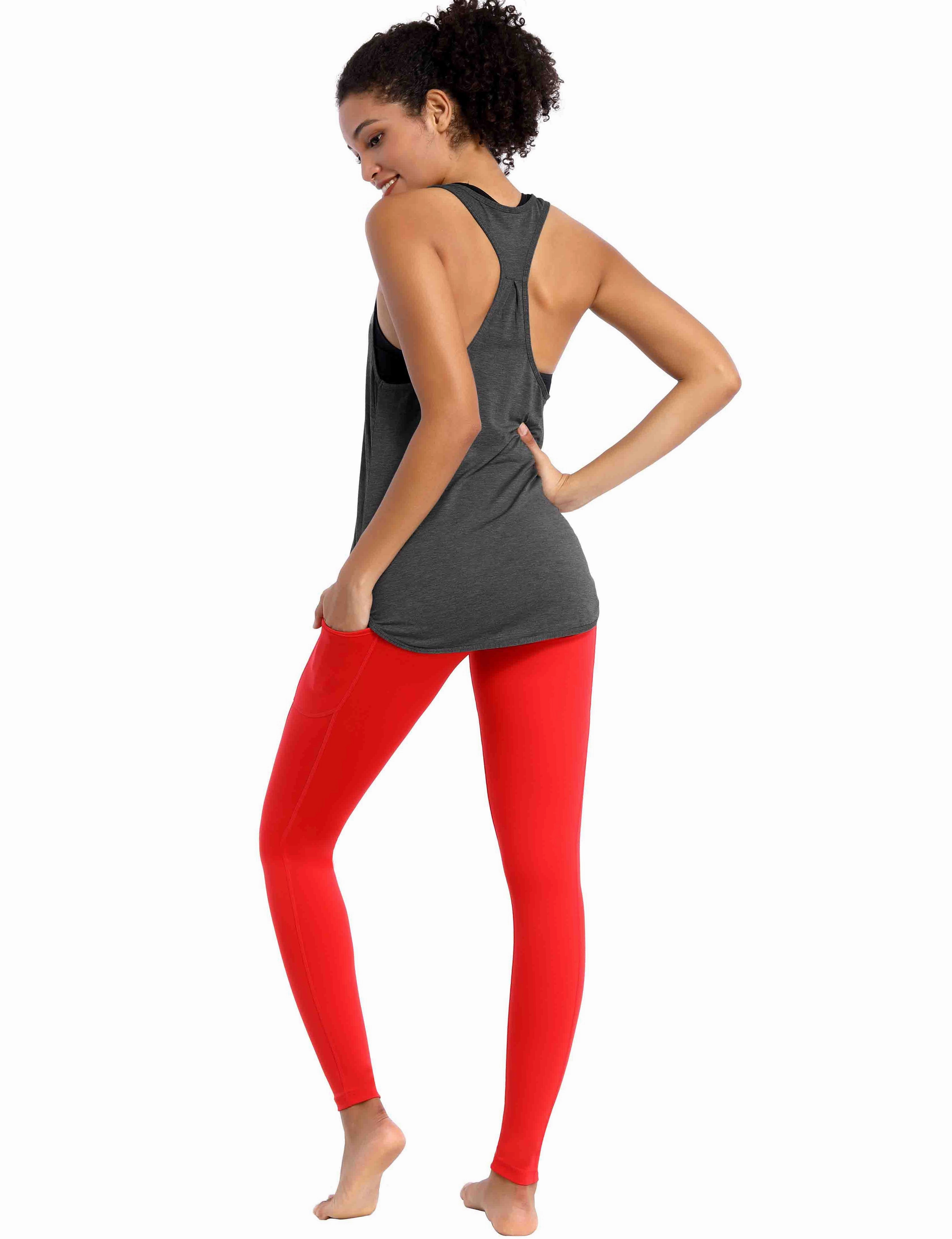 Loose Fit Racerback Tank Top heathercharcoal_Golf