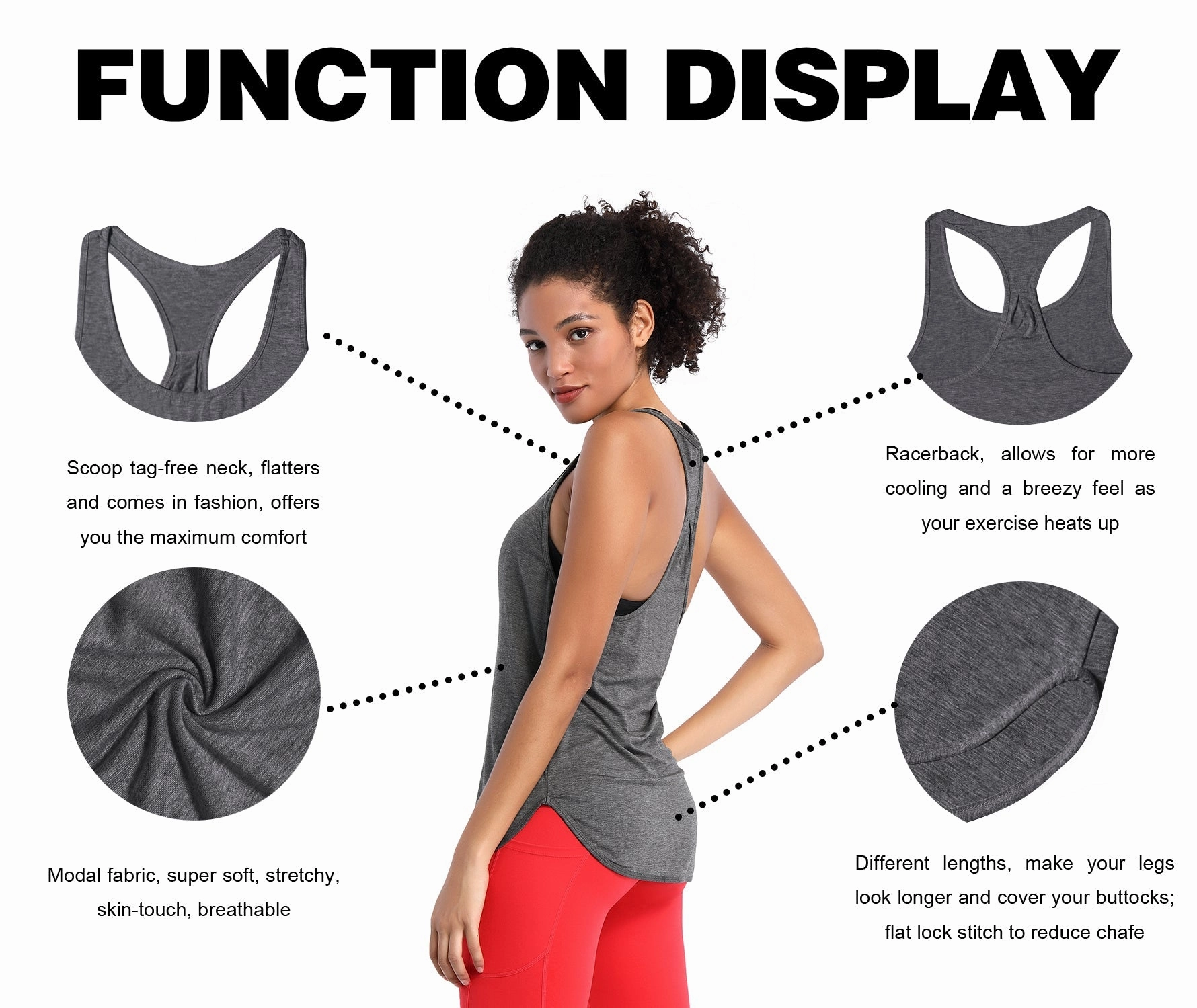 Loose Fit Racerback Tank Top heathercharcoal_Golf