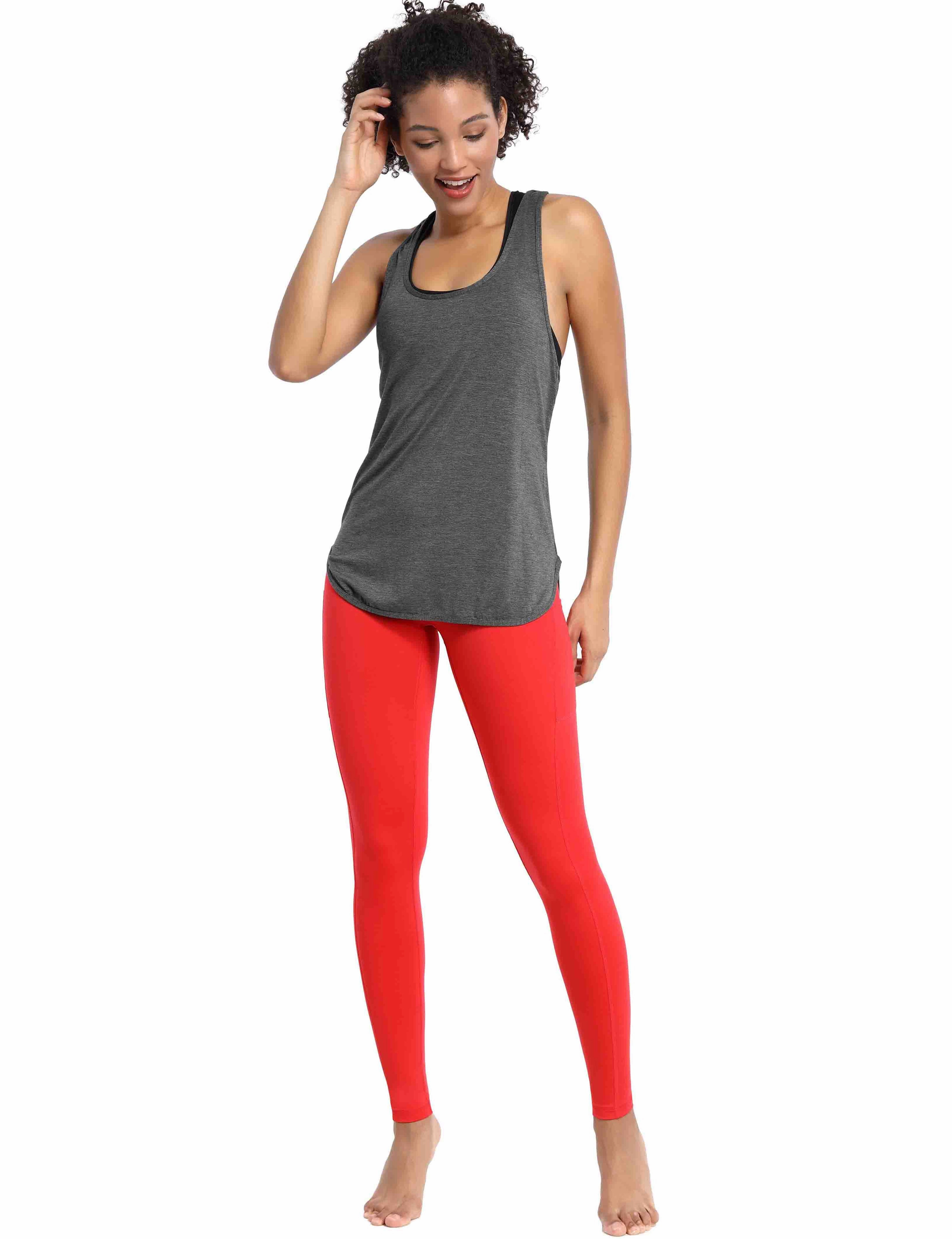 Loose Fit Racerback Tank Top heathercharcoal_Golf