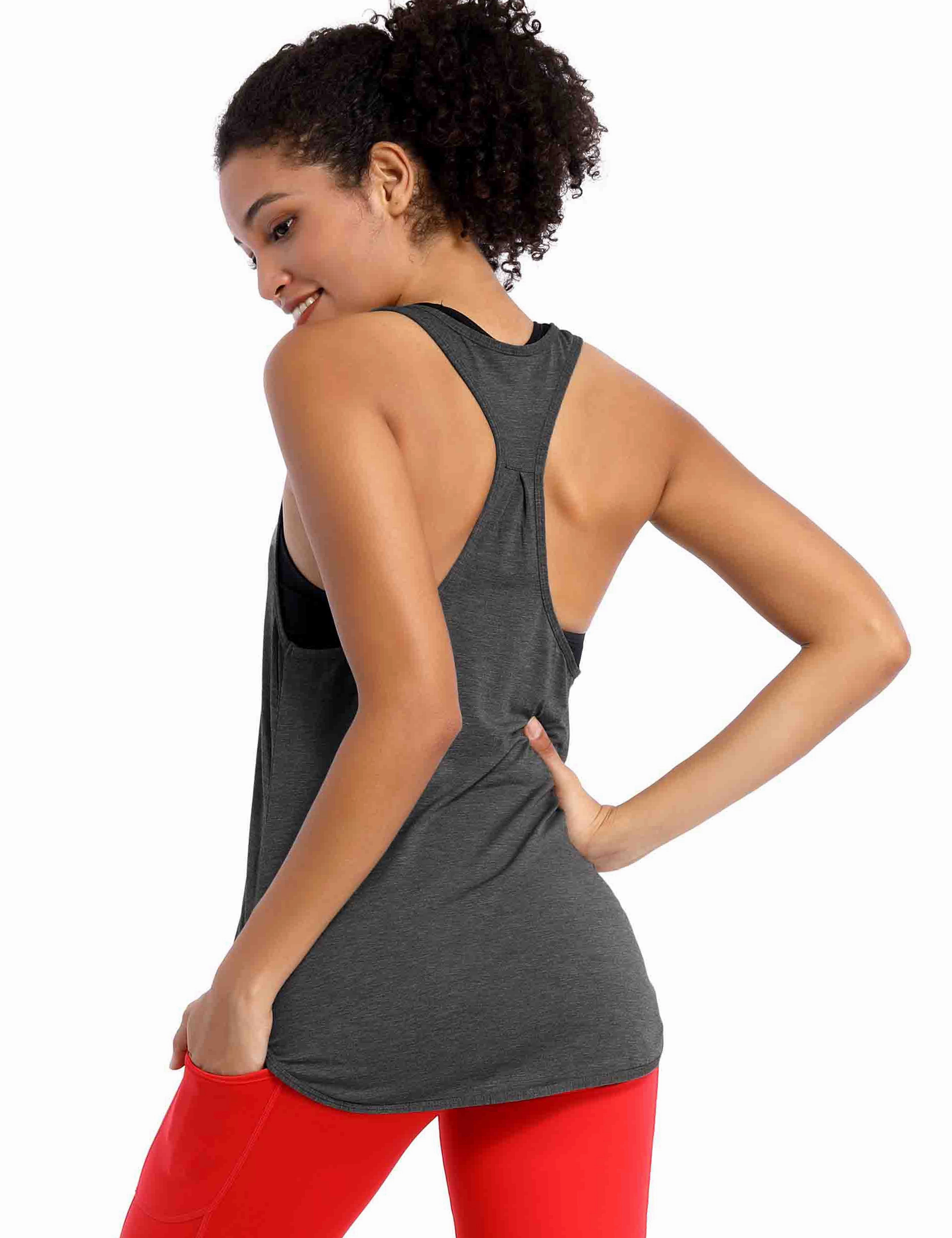 Loose Fit Racerback Tank Top heathercharcoal_Golf