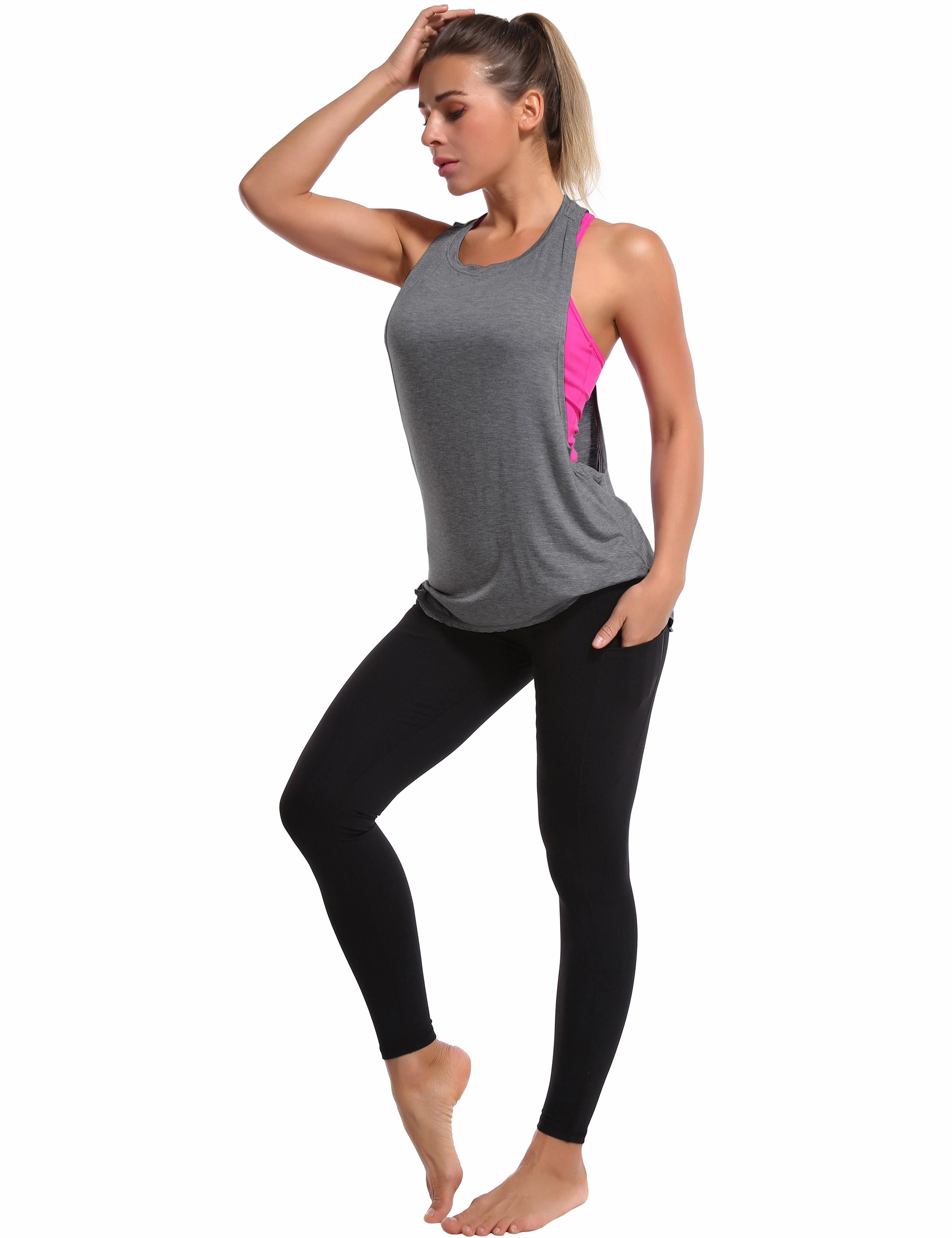 Low Cut Loose Fit Tank Top heathercharcoal_Golf
