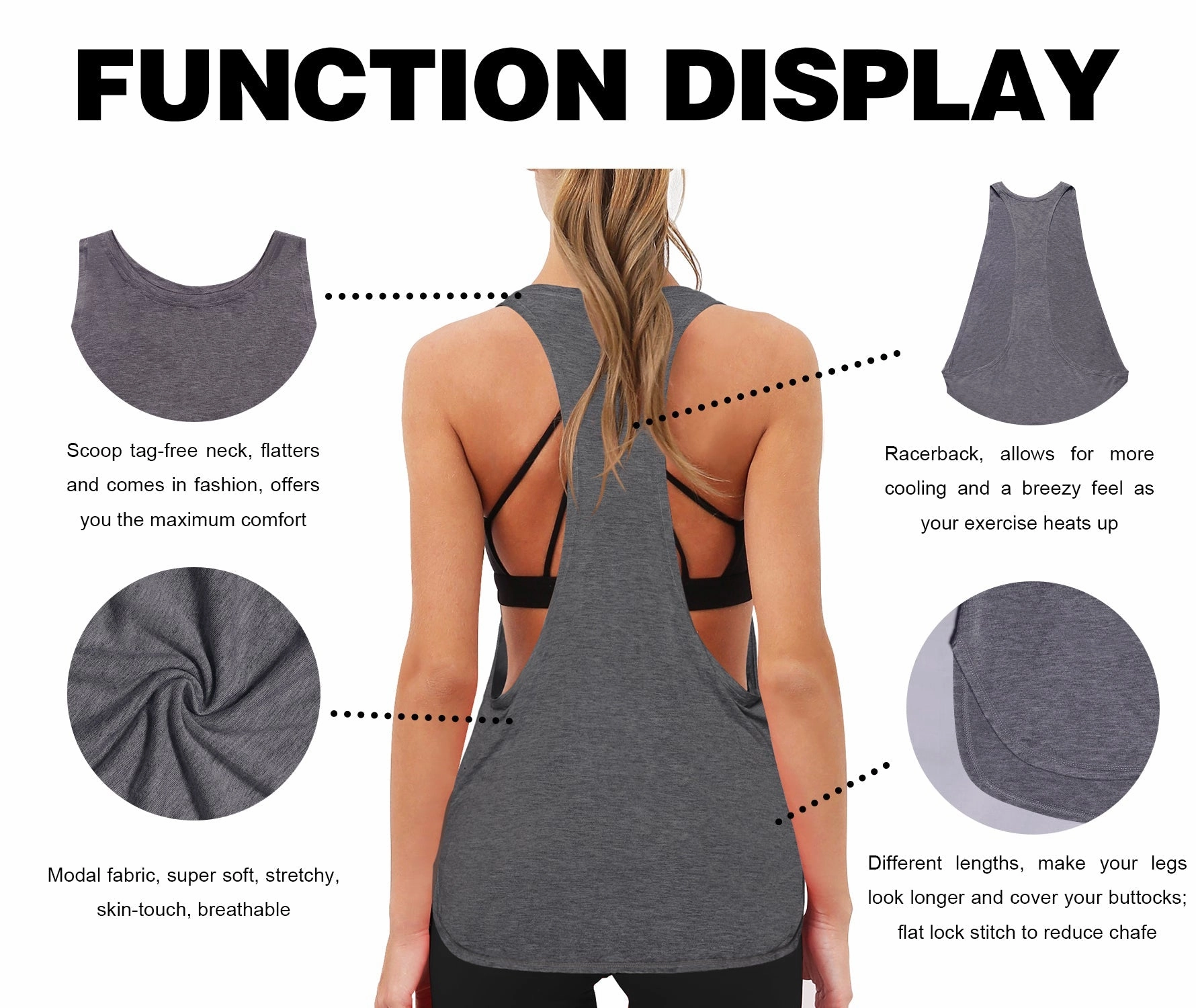 Low Cut Loose Fit Tank Top heathercharcoal_Golf