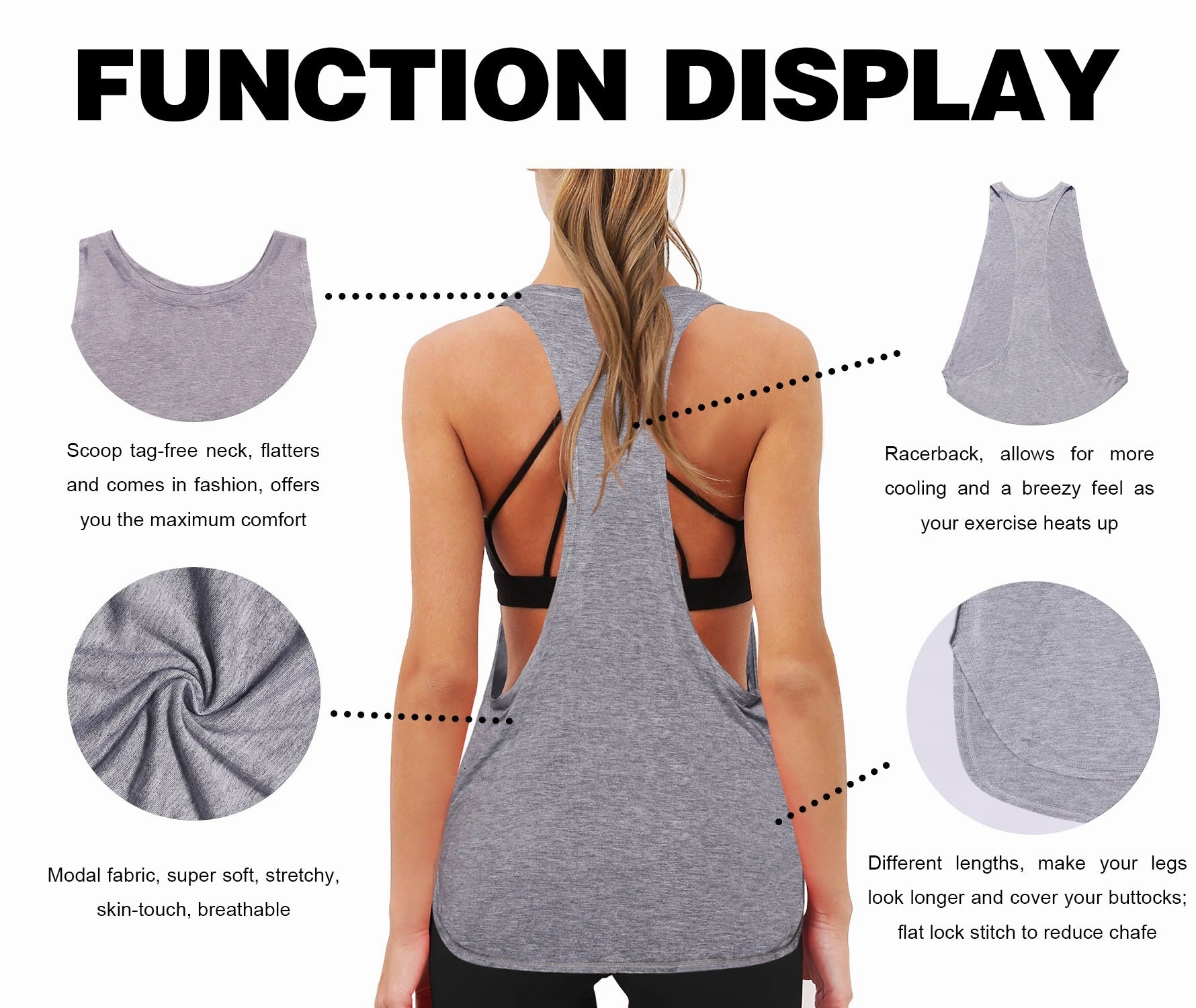 Low Cut Loose Fit Tank Top heathergray_Golf