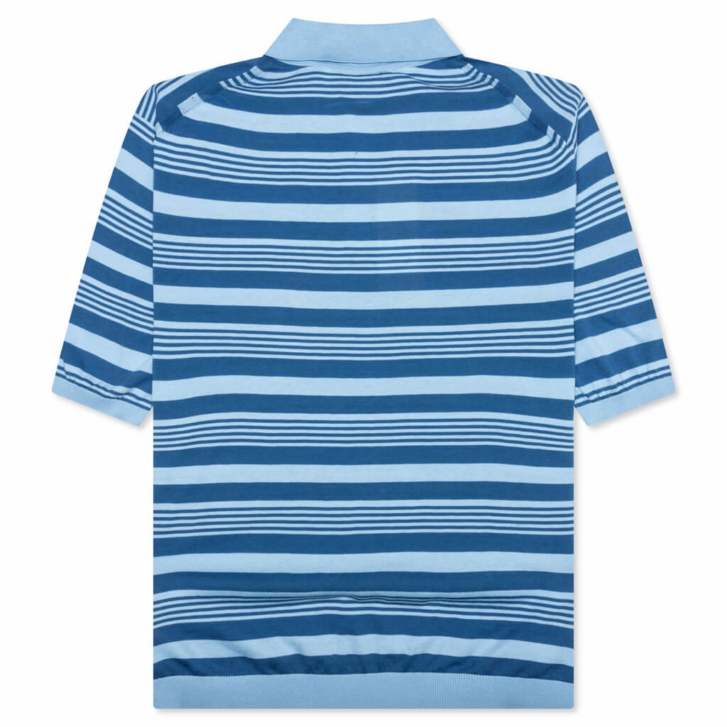 Mixed Striped Polo Shirt - Azure
