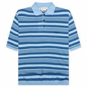 Mixed Striped Polo Shirt - Azure