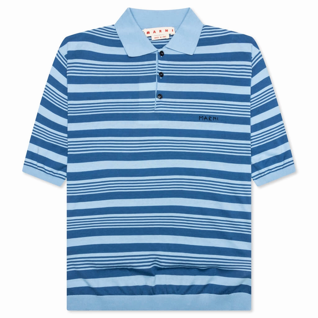 Mixed Striped Polo Shirt - Azure
