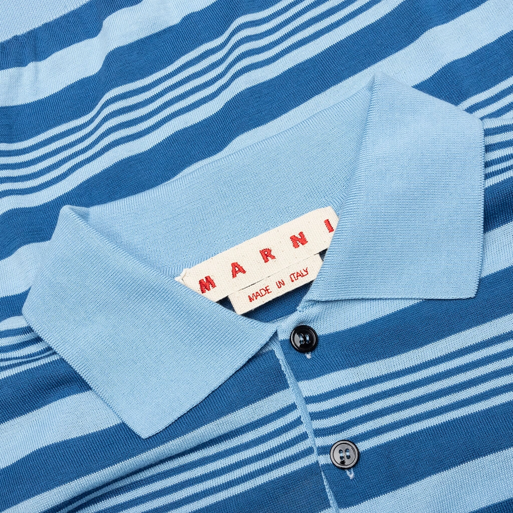 Mixed Striped Polo Shirt - Azure
