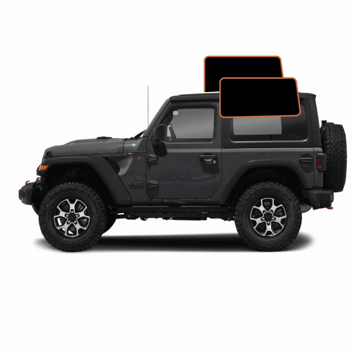 MotoShield Pro Premium Professional 2mil Precut Ceramic Window Tint Film for 2011-2017 Jeep Wrangler 2 Door Hard Top — (Cargo Driver/Passenger 25%)   Lifetime Warranty