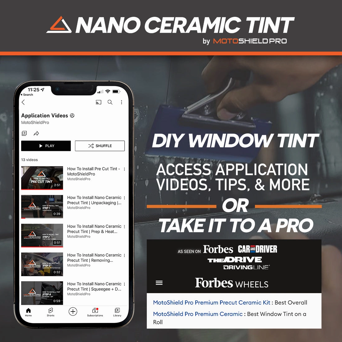MotoShield Pro Premium Professional 2mil Precut Ceramic Window Tint Film for 2011-2017 Jeep Wrangler 2 Door Hard Top — (Cargo Driver/Passenger 25%)   Lifetime Warranty