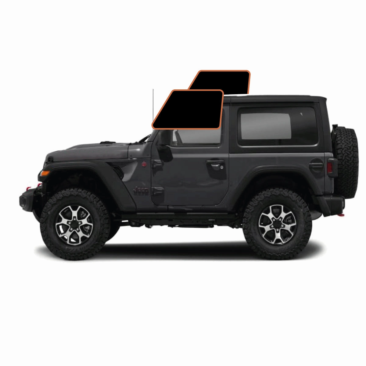 MotoShield Pro Premium Professional 2mil Precut Ceramic Window Tint Film for 2011-2017 Jeep Wrangler 2 Door Hard Top — (Front Driver/Passenger 15%)   Lifetime Warranty