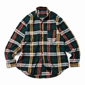 Nautica Japan Washed Cotton Tartan Check Shirts Green
