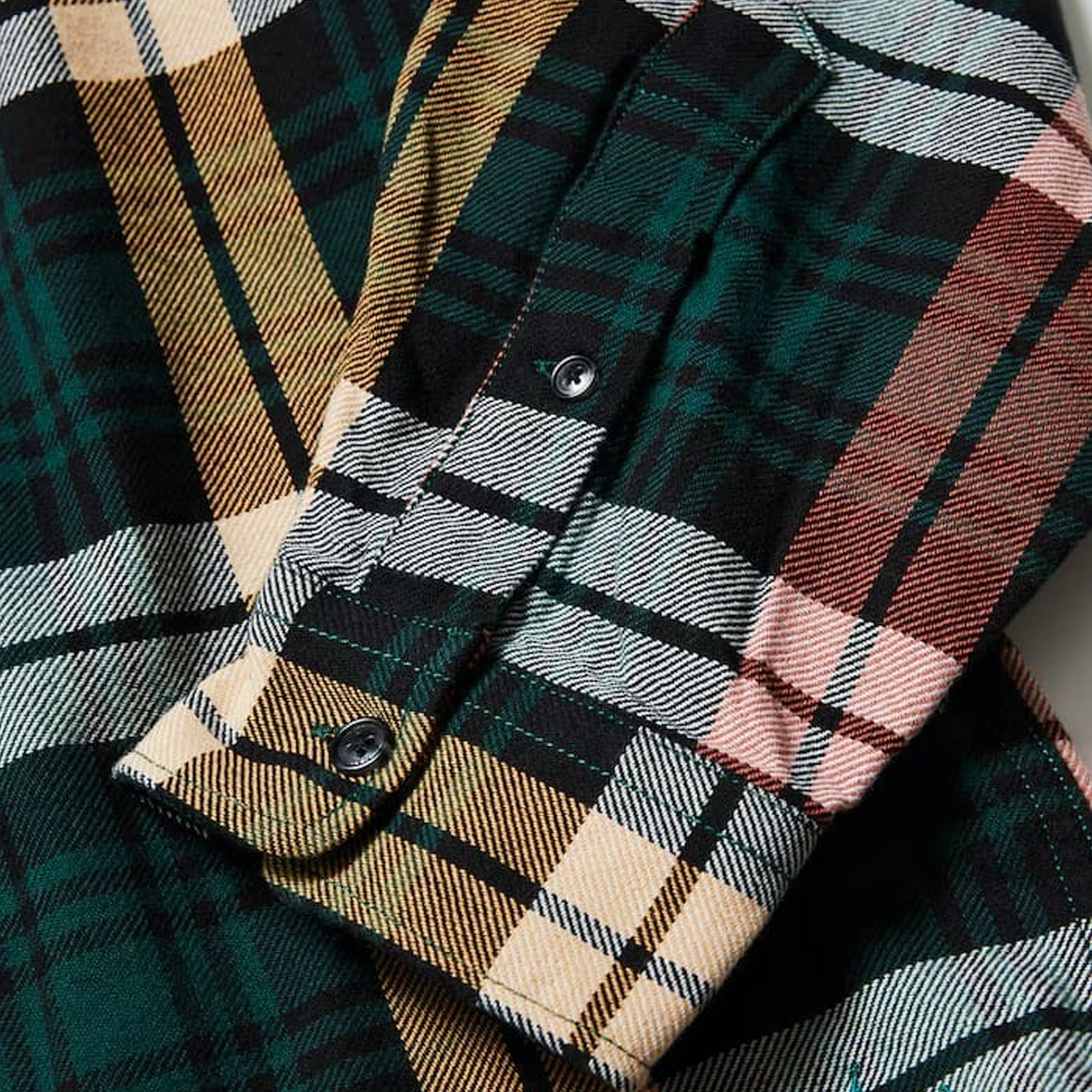 Nautica Japan Washed Cotton Tartan Check Shirts Green
