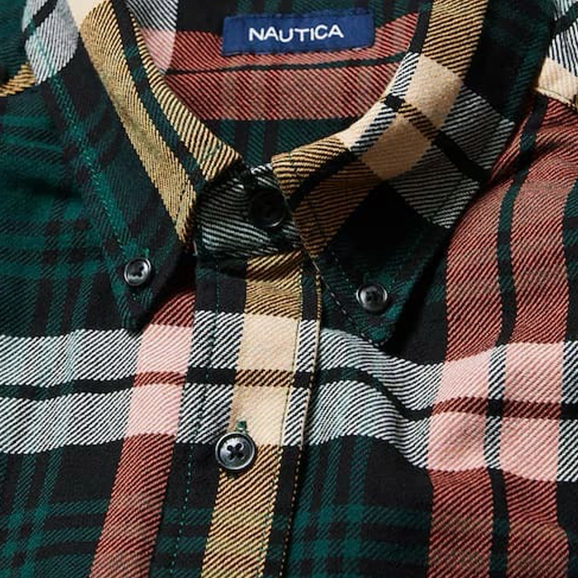 Nautica Japan Washed Cotton Tartan Check Shirts Green