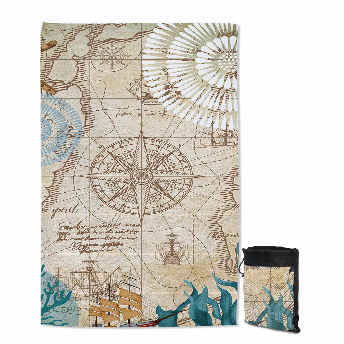 Nautical Chart Sand Free Towel