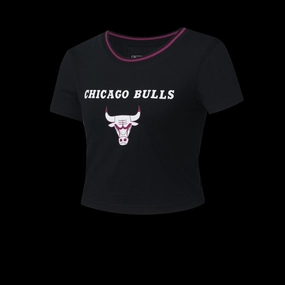 NBA WORDMARK FRONT PRINT CROP TOP SLIM FIT - Bulls