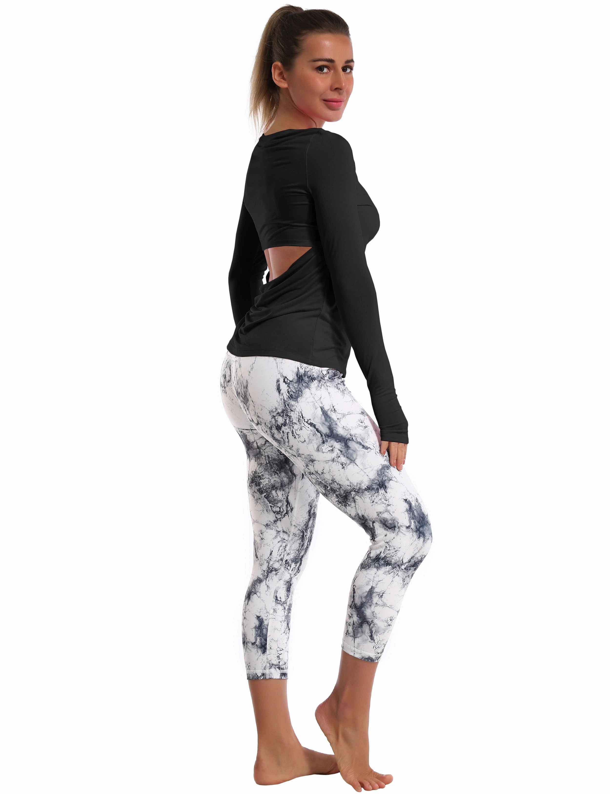 Open Back Long Sleeve Tops black_Golf