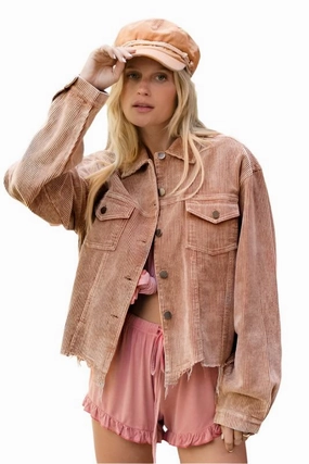 Oversized ribbed shacket