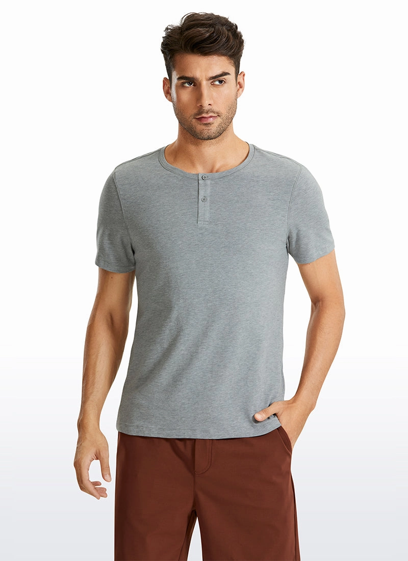Pima Cotton Henley Short Sleeves