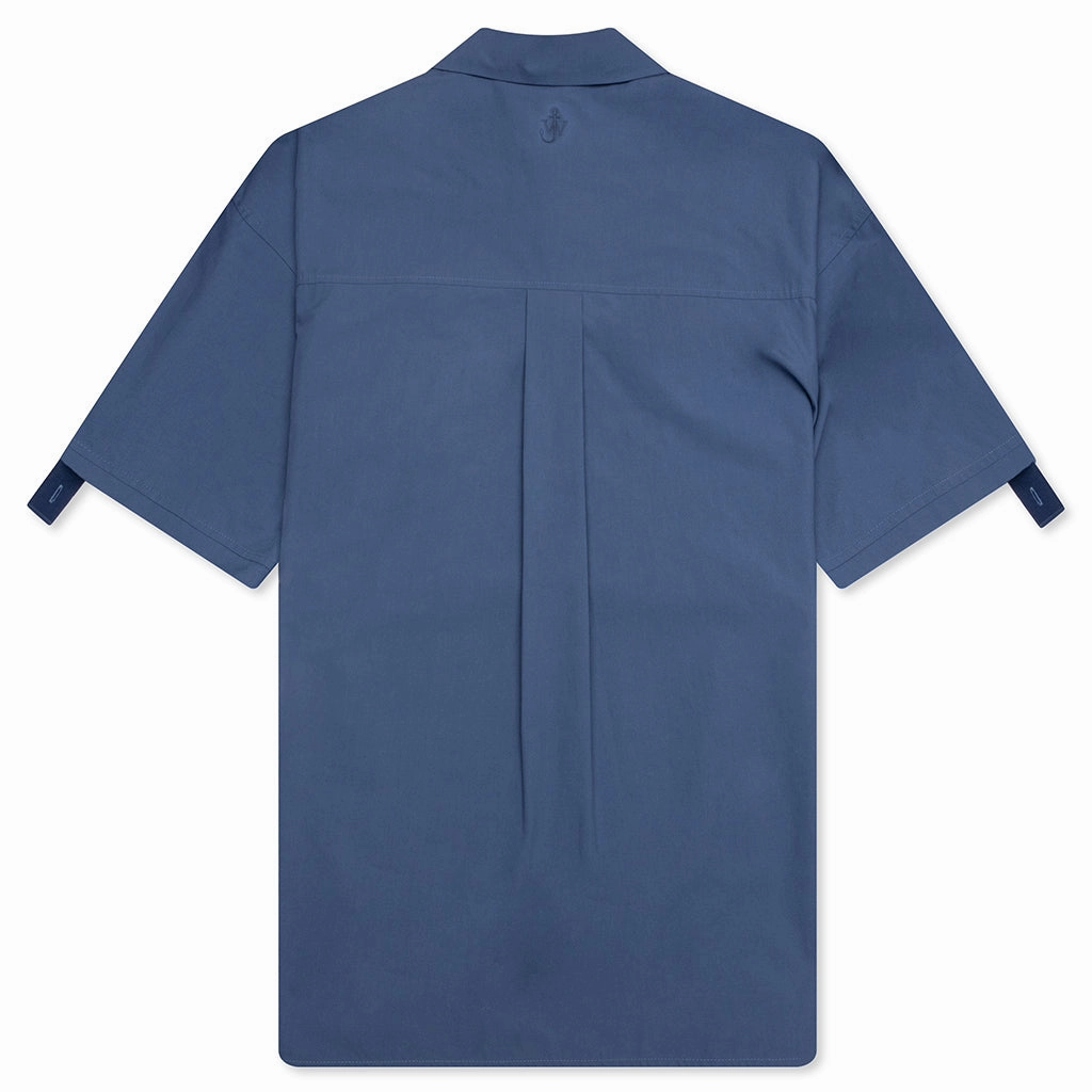 Quilted Pocket Polo Top - Light Indigo