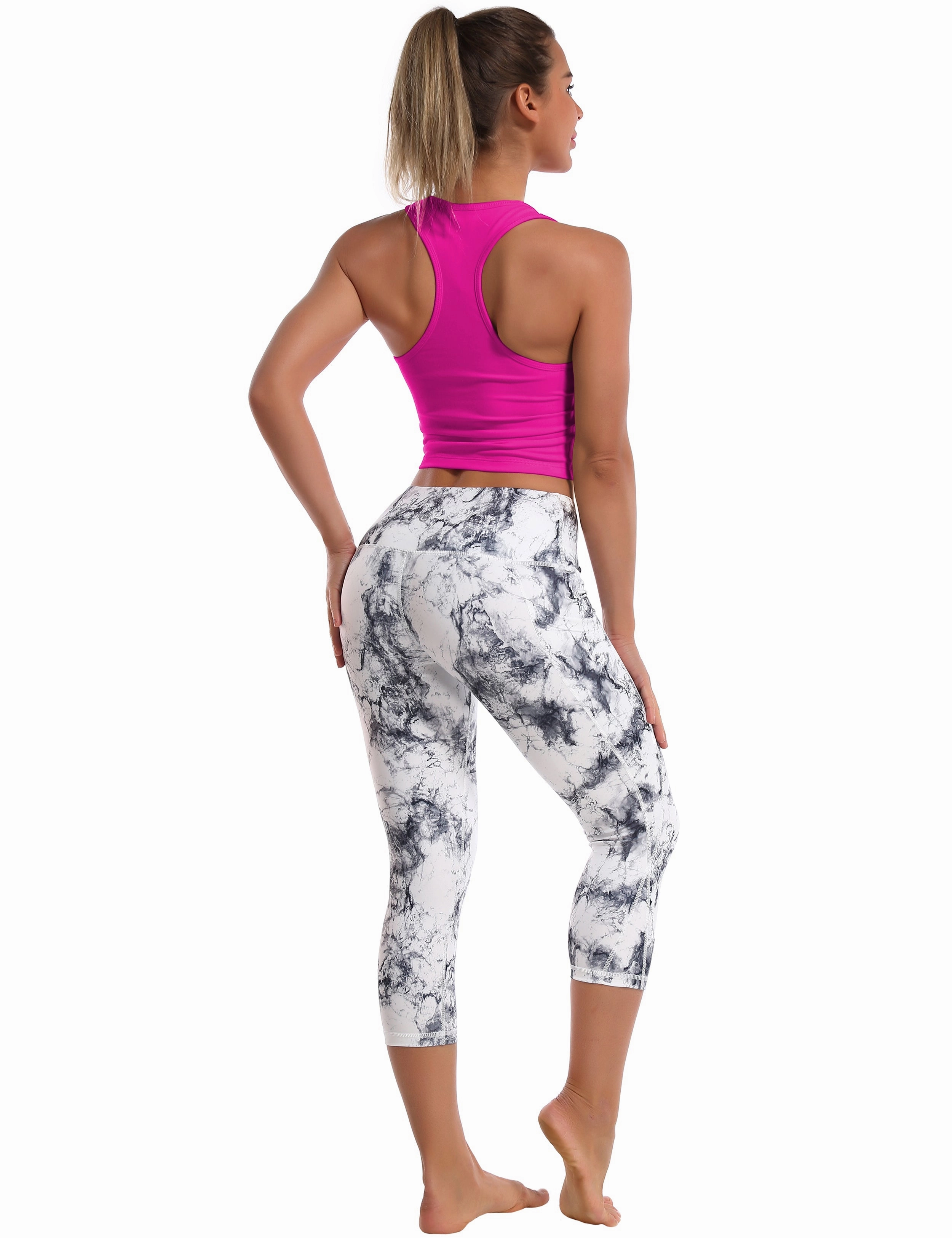 Racerback Athletic Crop Tank Tops magenta_Golf