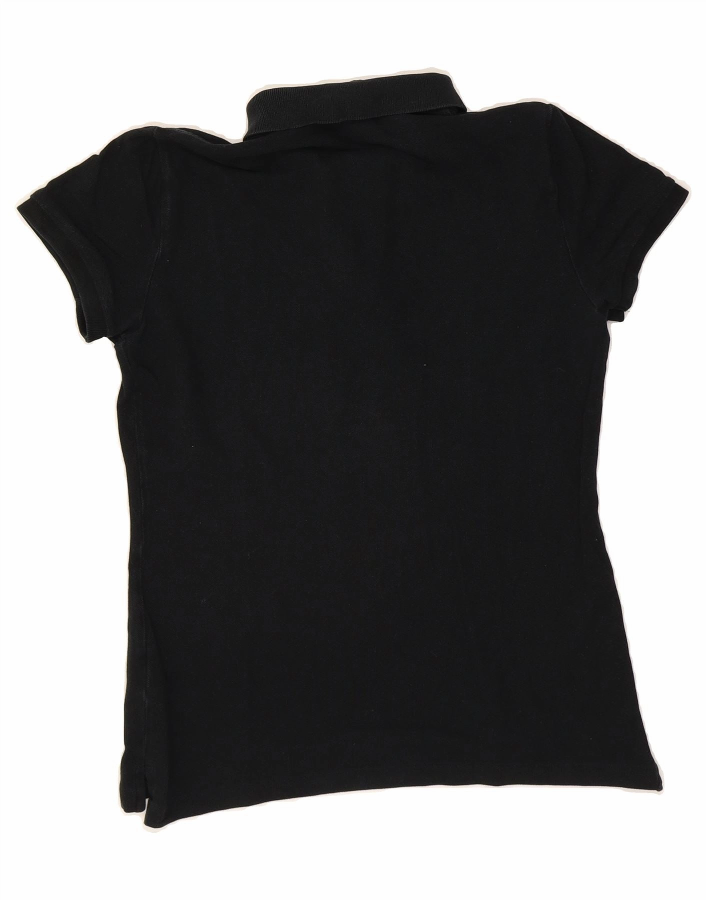 RALPH LAUREN Womens Skinny Polo Shirt UK 14 Large Black Cotton