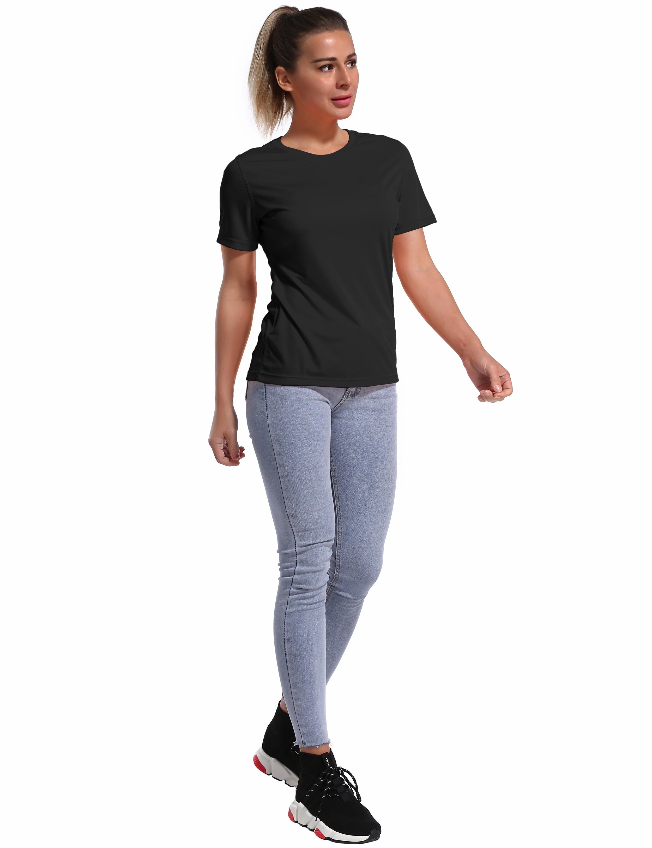 Short Sleeve Athletic Shirts black_Plus Size