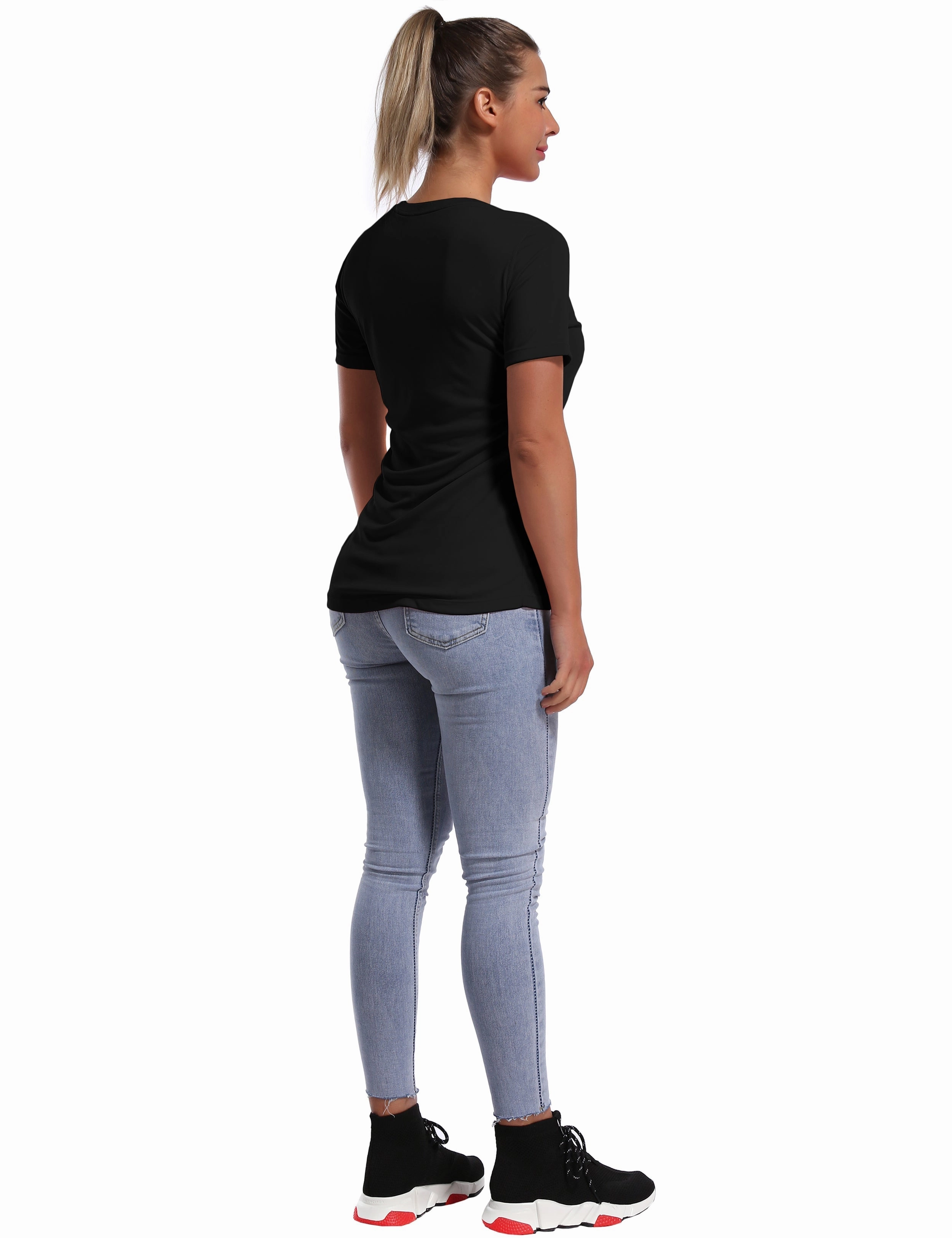 Short Sleeve Athletic Shirts black_yogastudio
