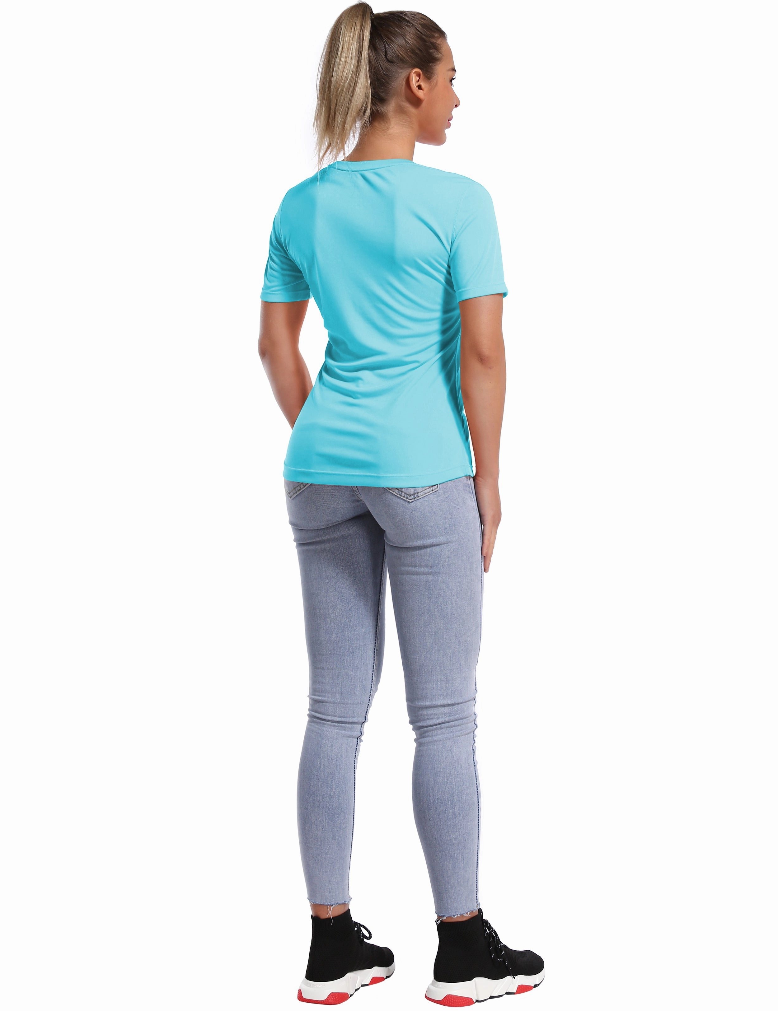 Short Sleeve Athletic Shirts blue_yogastudio