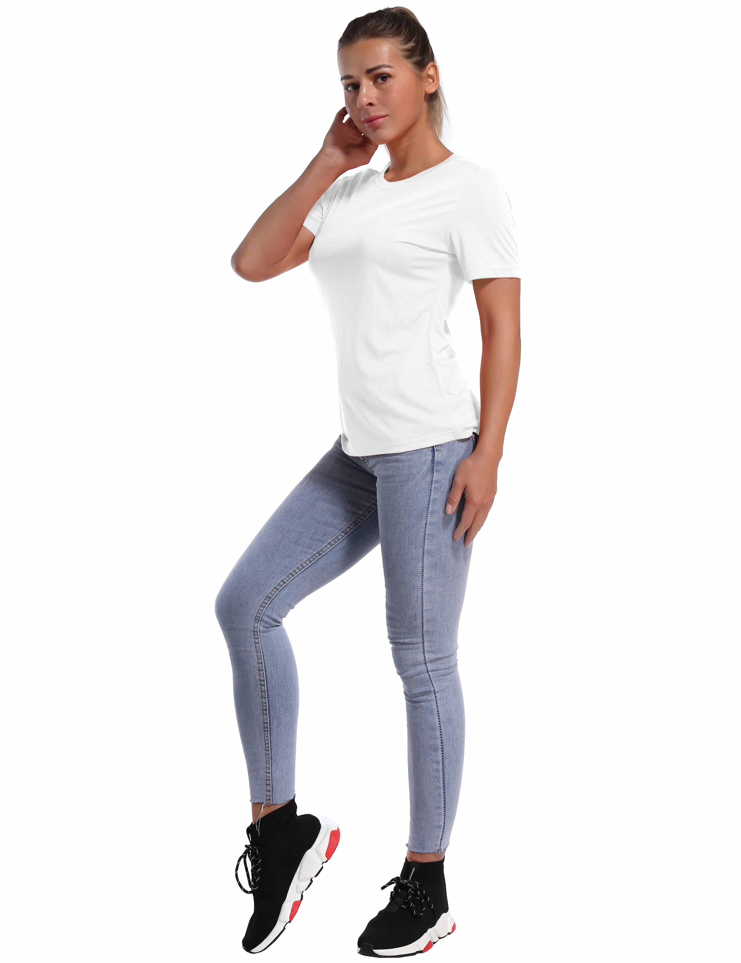 Short Sleeve Athletic Shirts white_Biking
