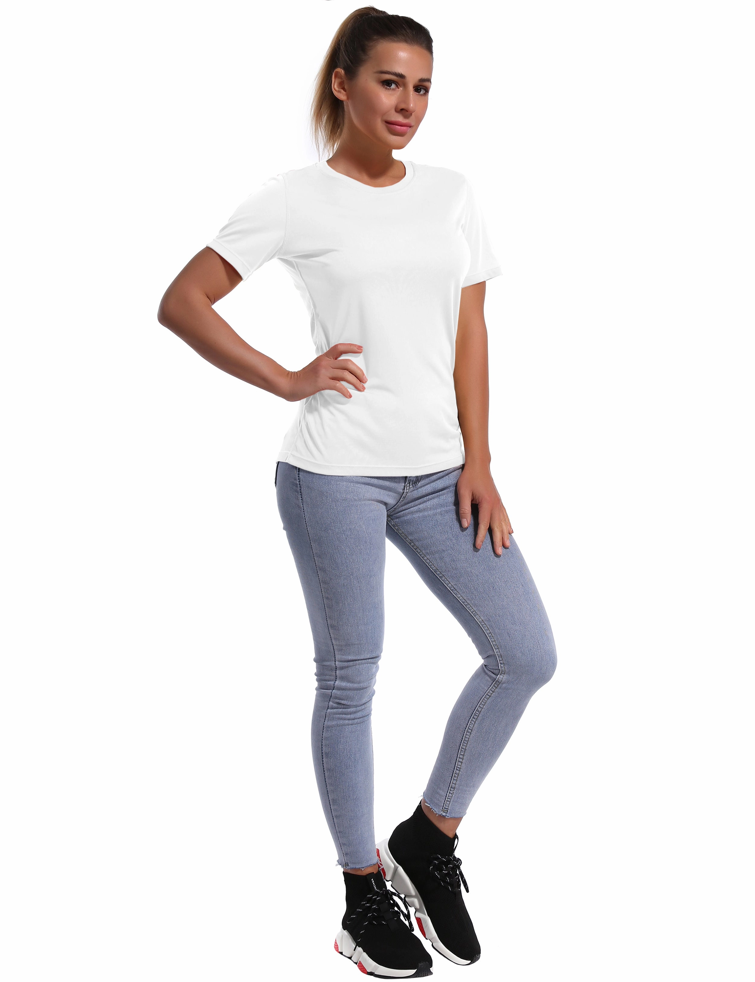 Short Sleeve Athletic Shirts white_Biking