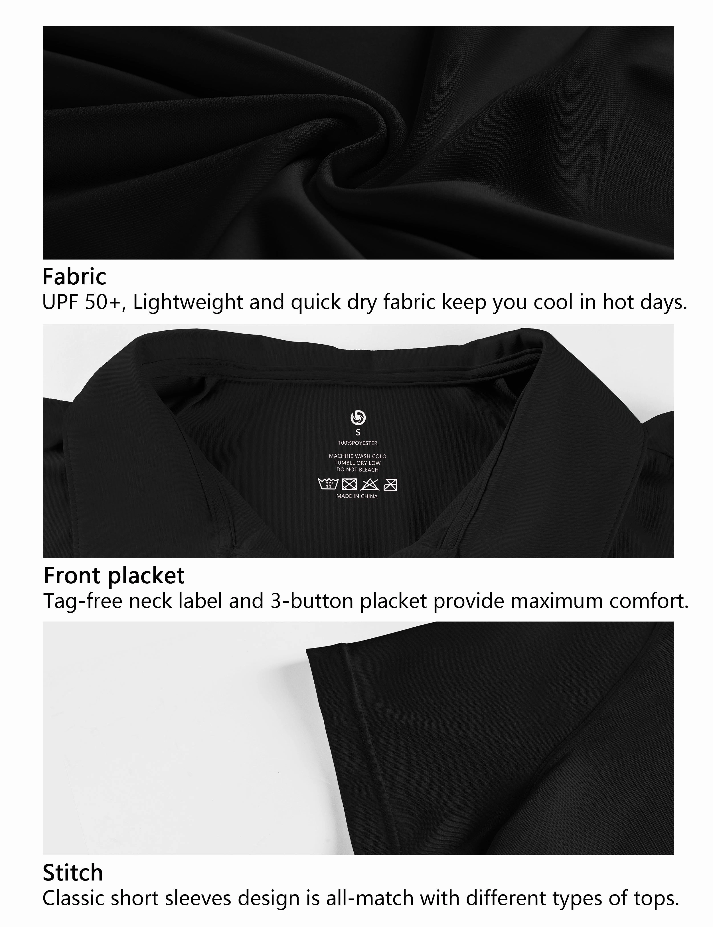 Short Sleeve Slim Fit Polo Shirt black_Plus Size