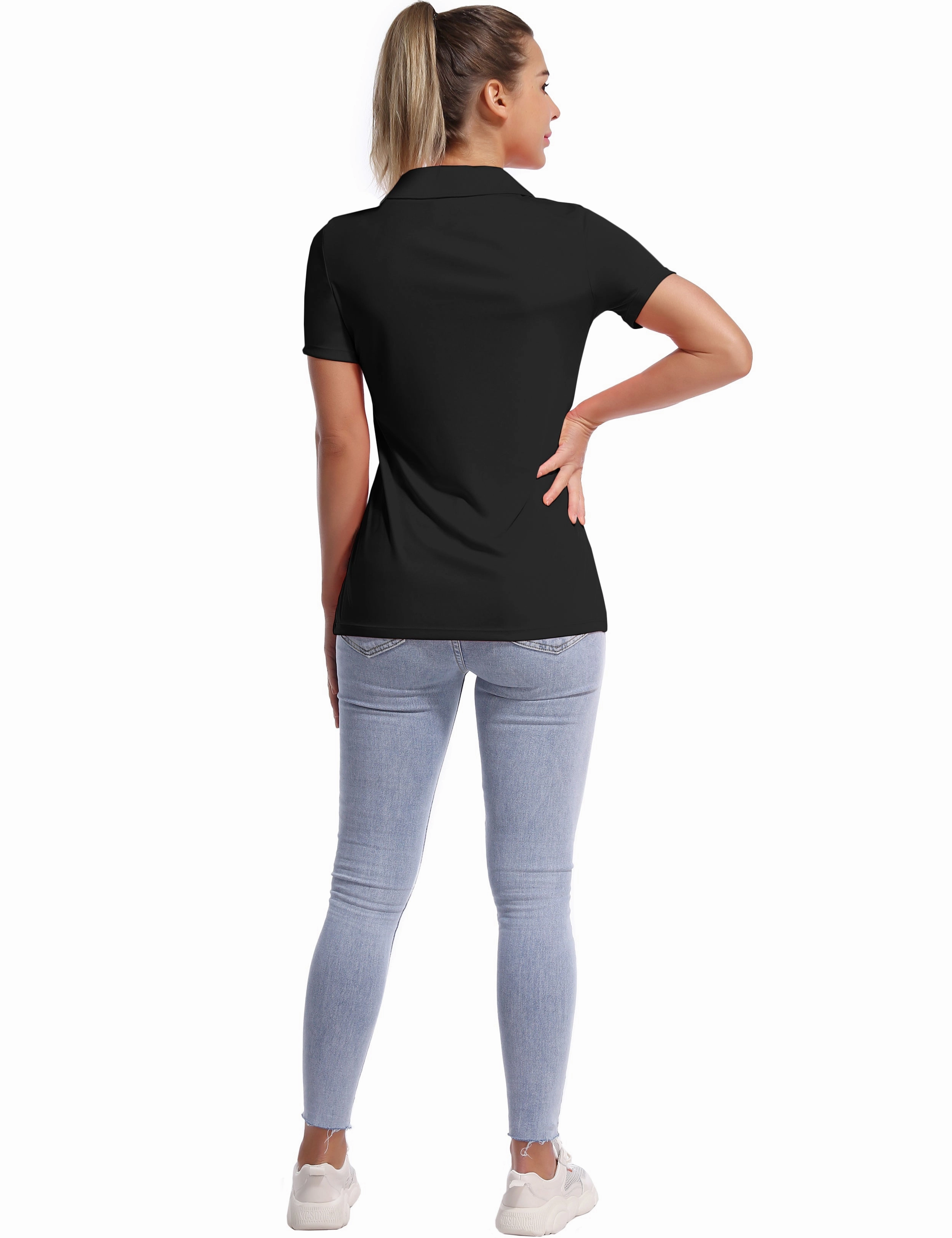 Short Sleeve Slim Fit Polo Shirt black_Plus Size