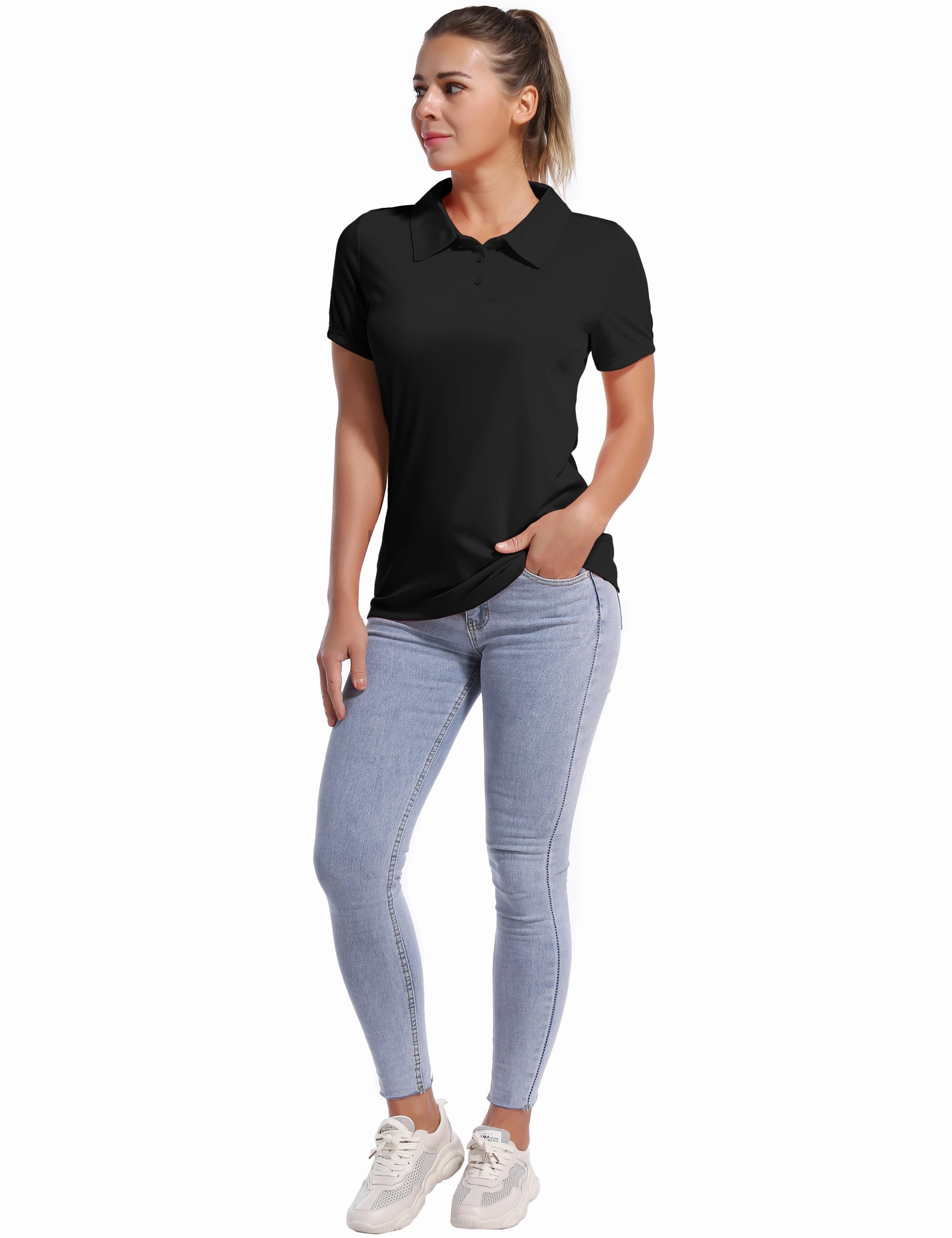 Short Sleeve Slim Fit Polo Shirt black_Plus Size