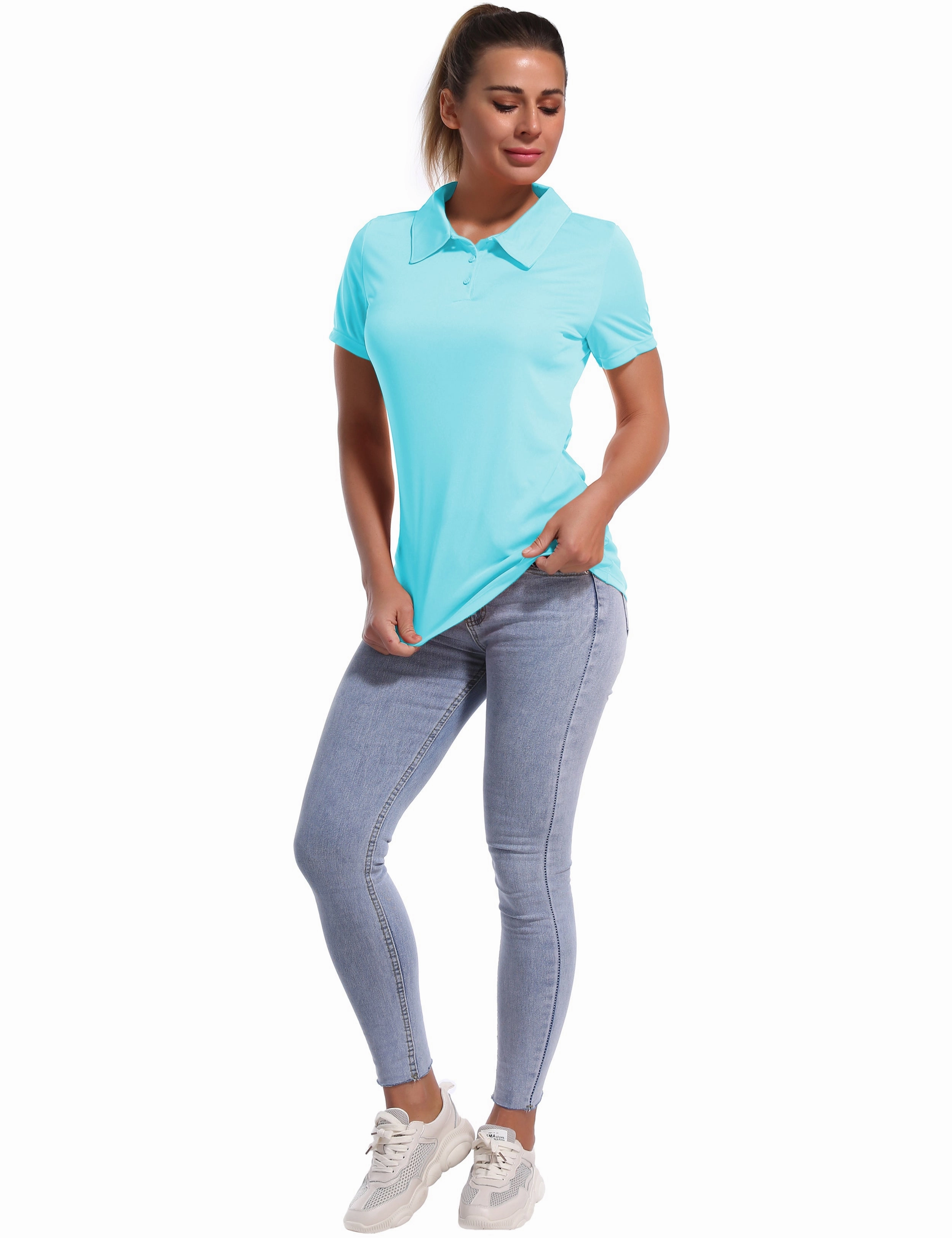 Short Sleeve Slim Fit Polo Shirt blue_Jogging