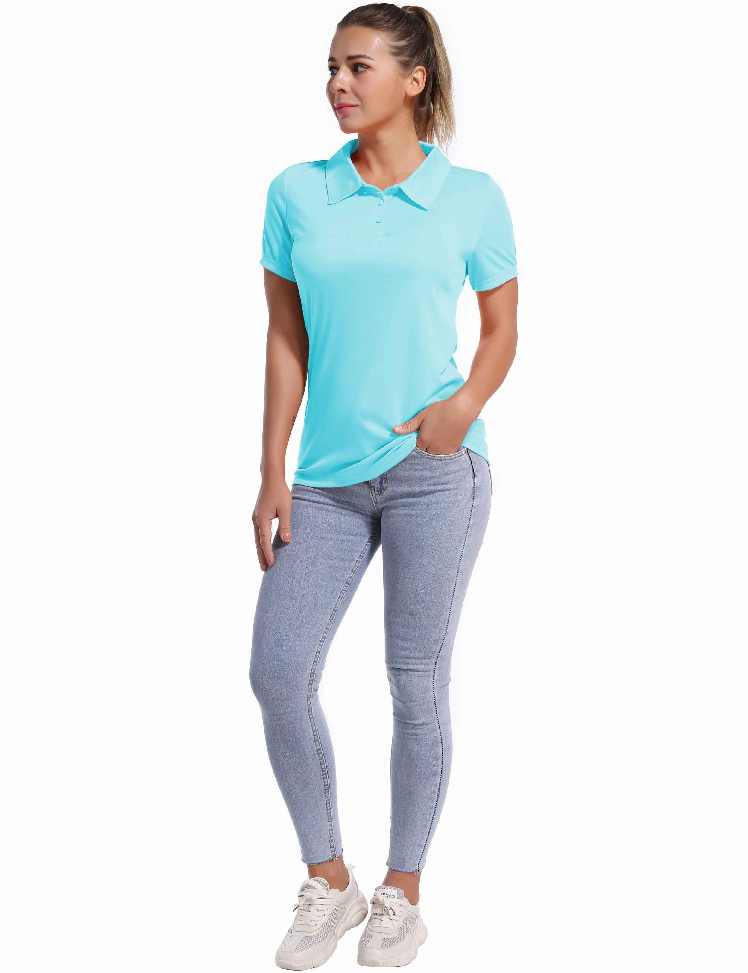 Short Sleeve Slim Fit Polo Shirt blue_Jogging