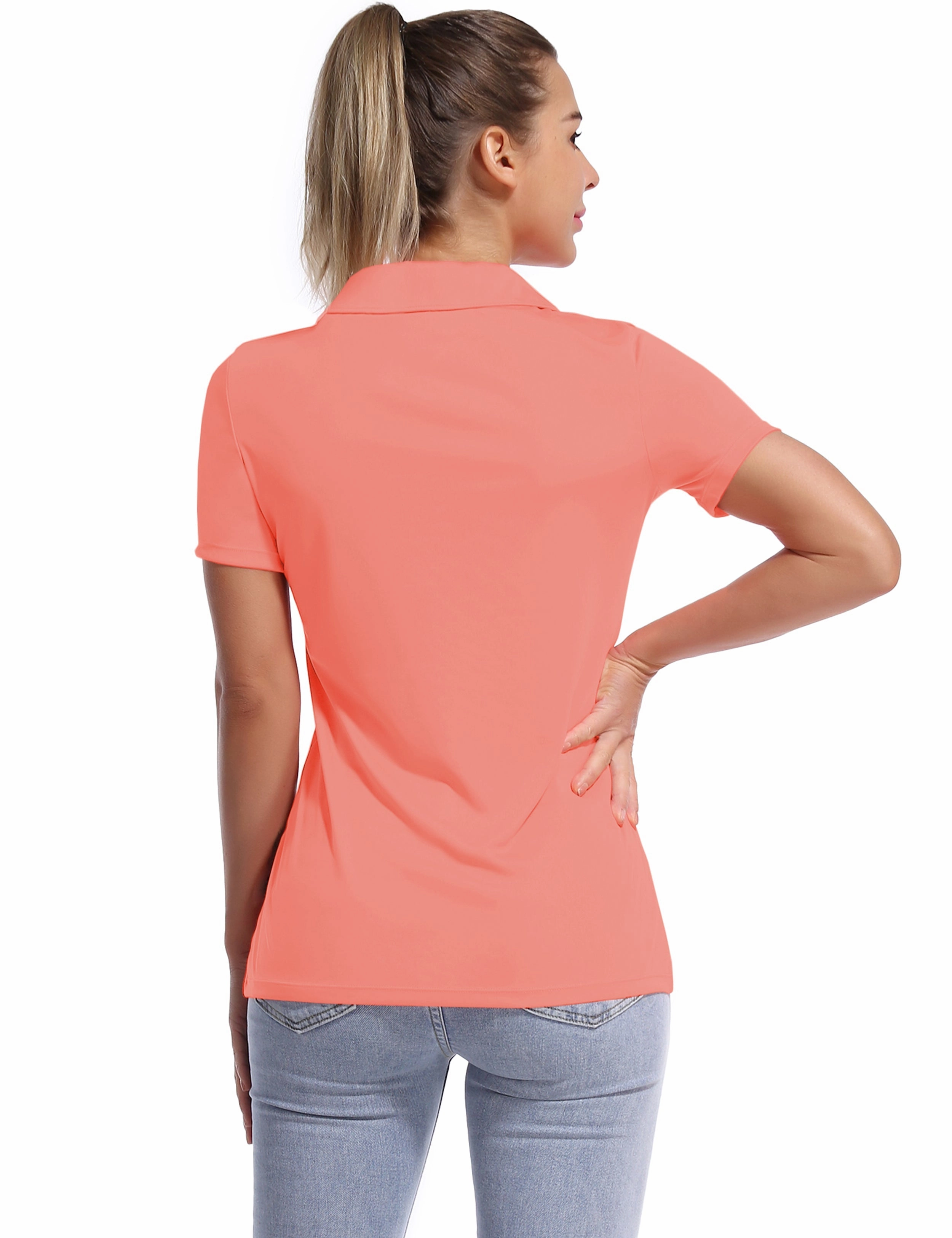 Short Sleeve Slim Fit Polo Shirt coral_Plus Size