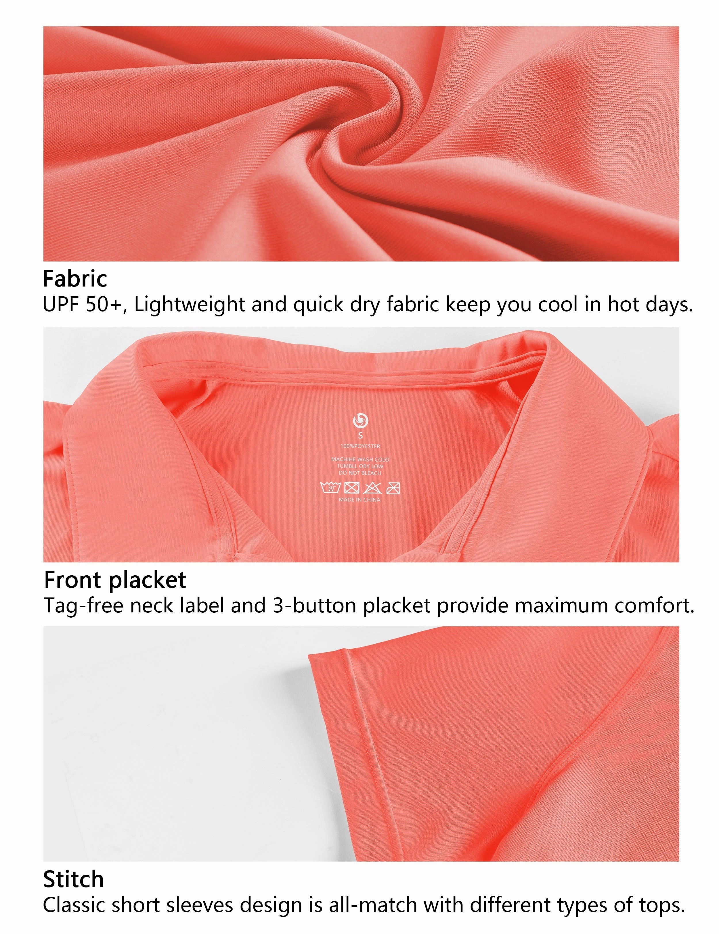 Short Sleeve Slim Fit Polo Shirt coral_Tall Size
