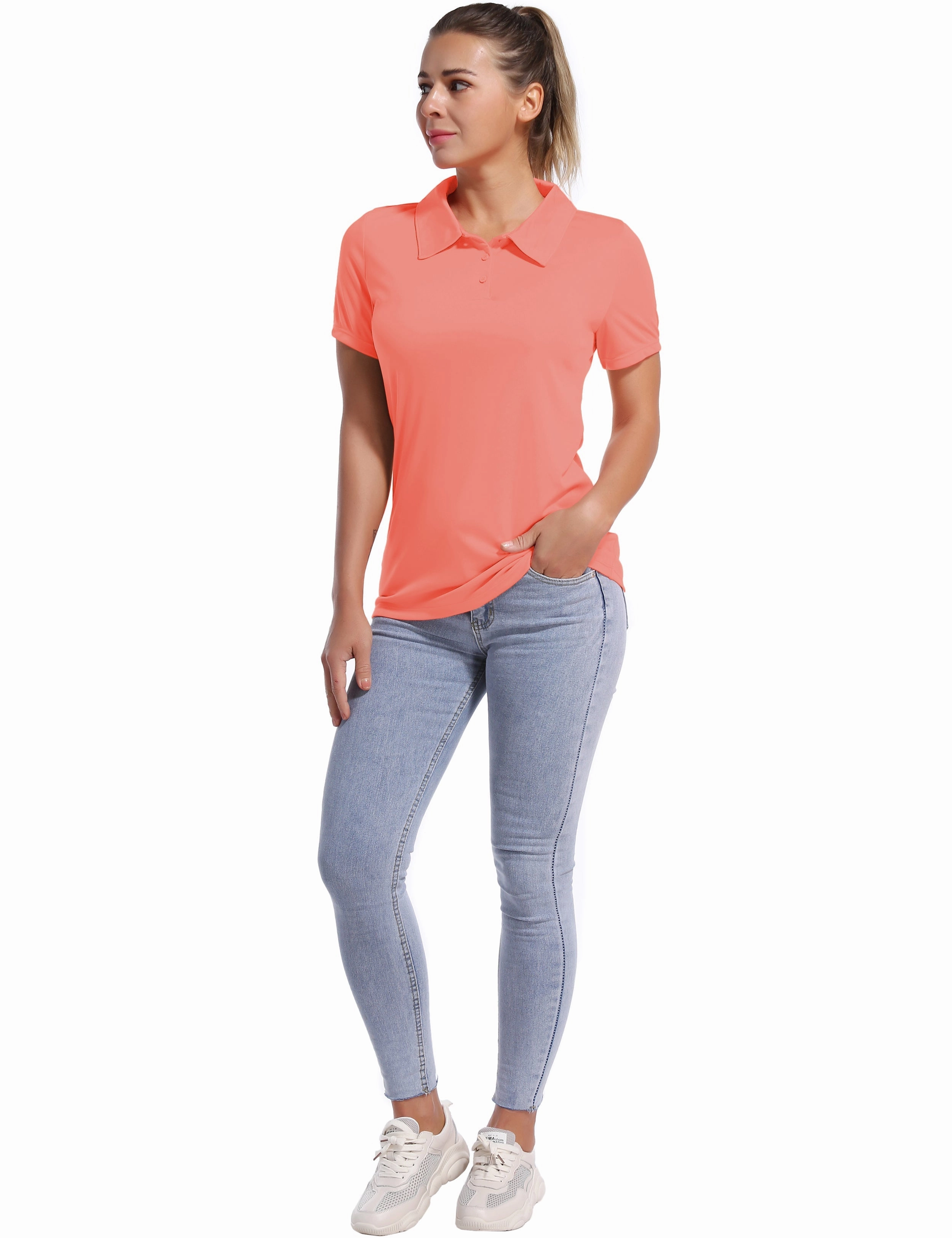 Short Sleeve Slim Fit Polo Shirt coral_Tall Size