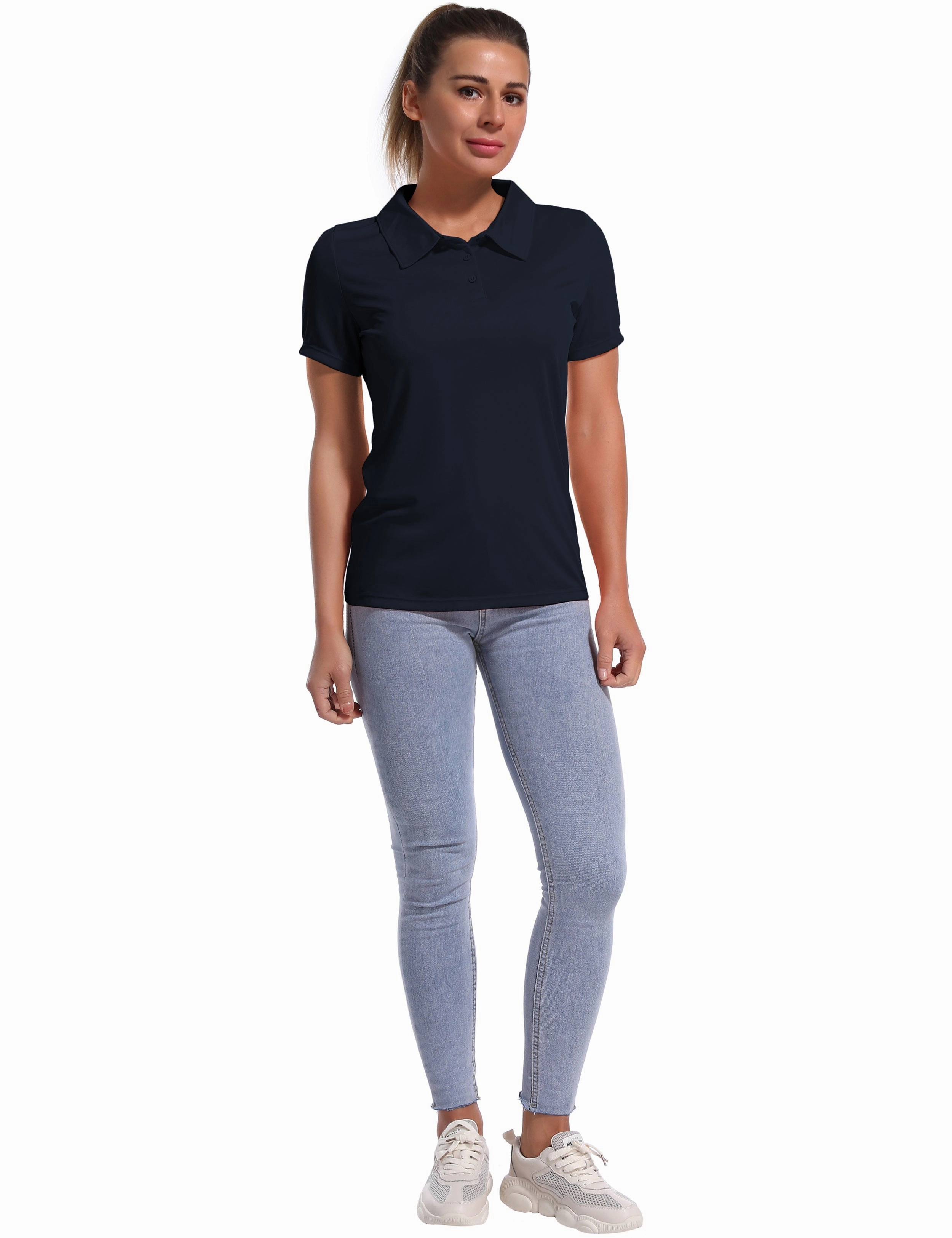 Short Sleeve Slim Fit Polo Shirt darknavy_Plus Size