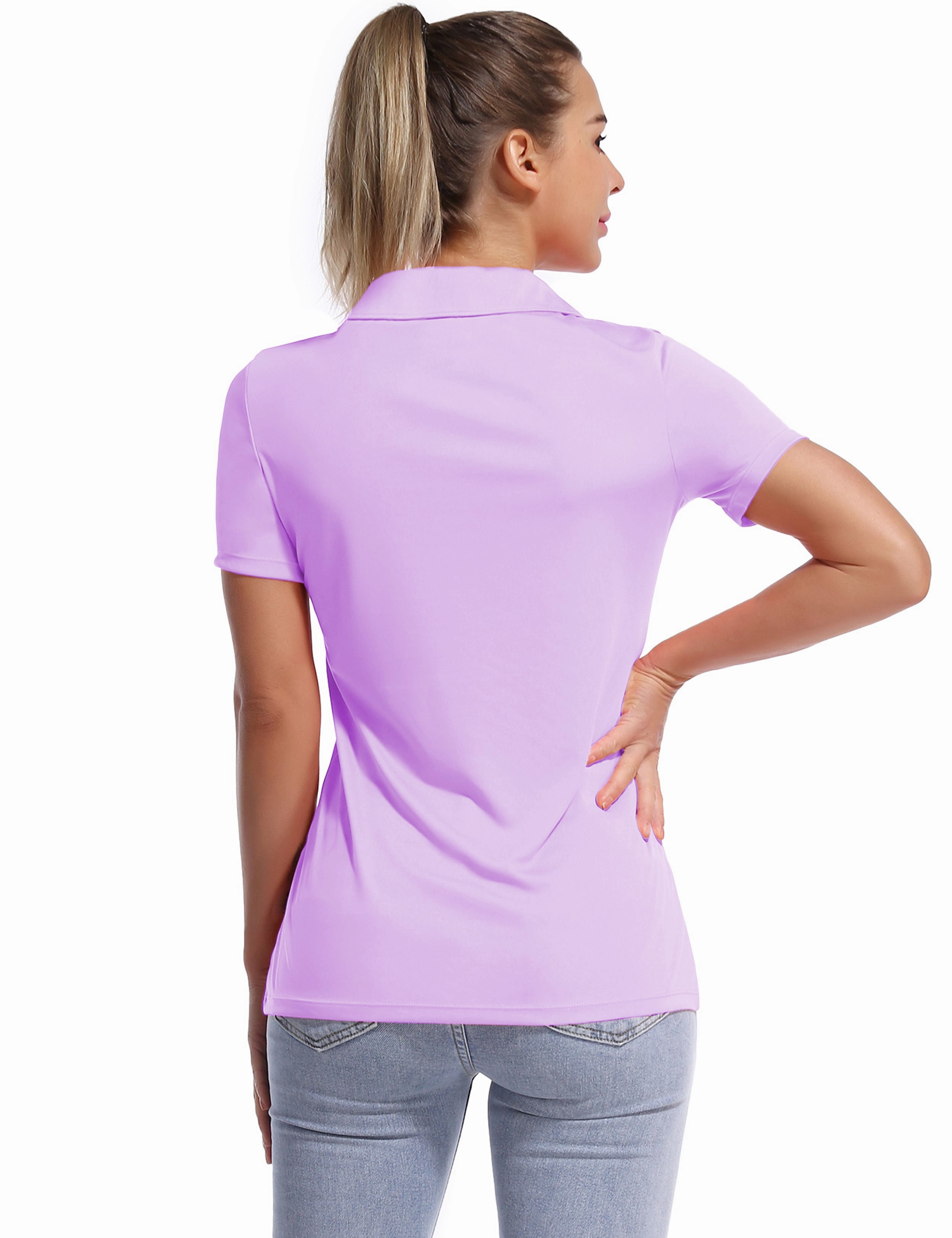 Short Sleeve Slim Fit Polo Shirt purple_Pilates
