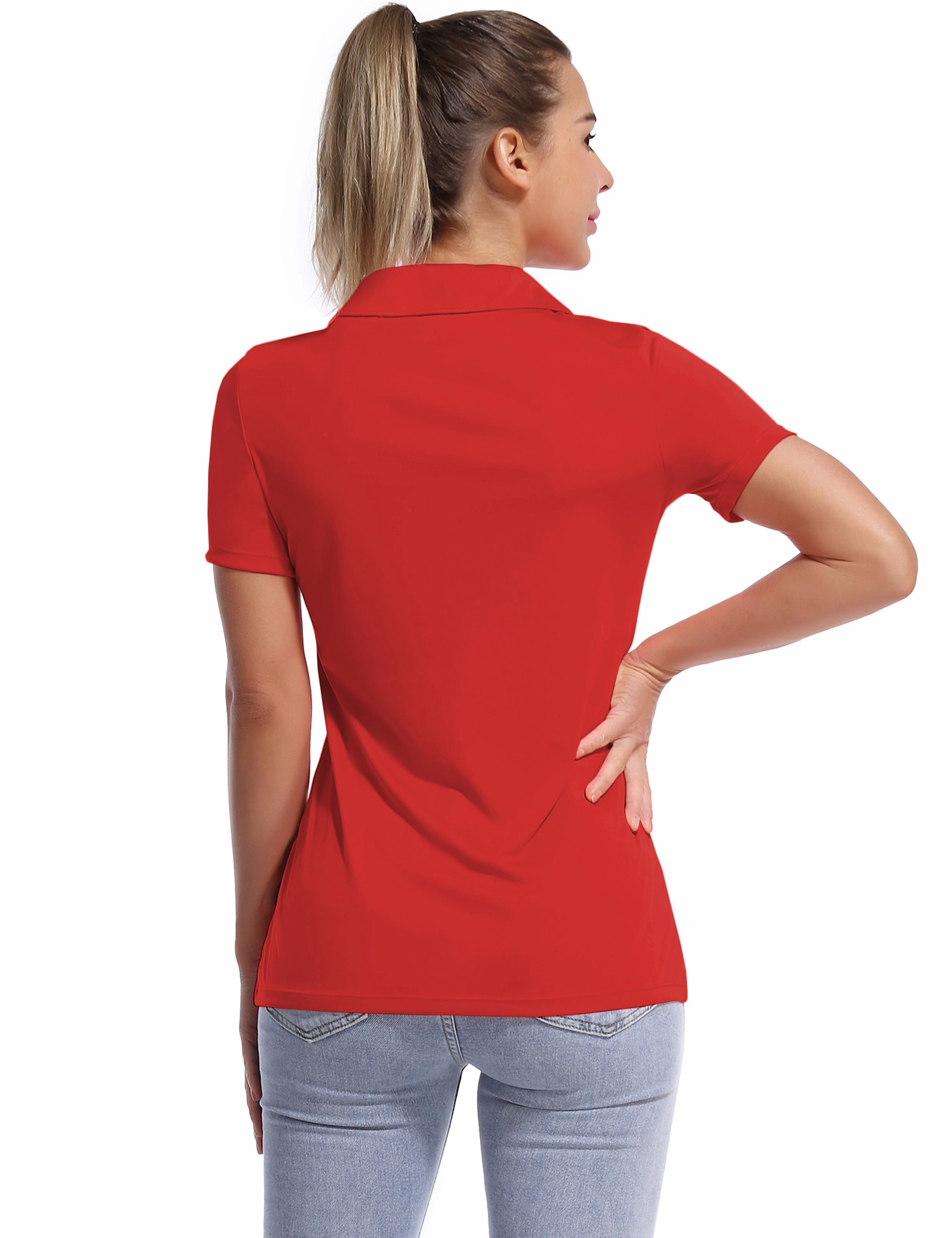 Short Sleeve Slim Fit Polo Shirt red_yoga