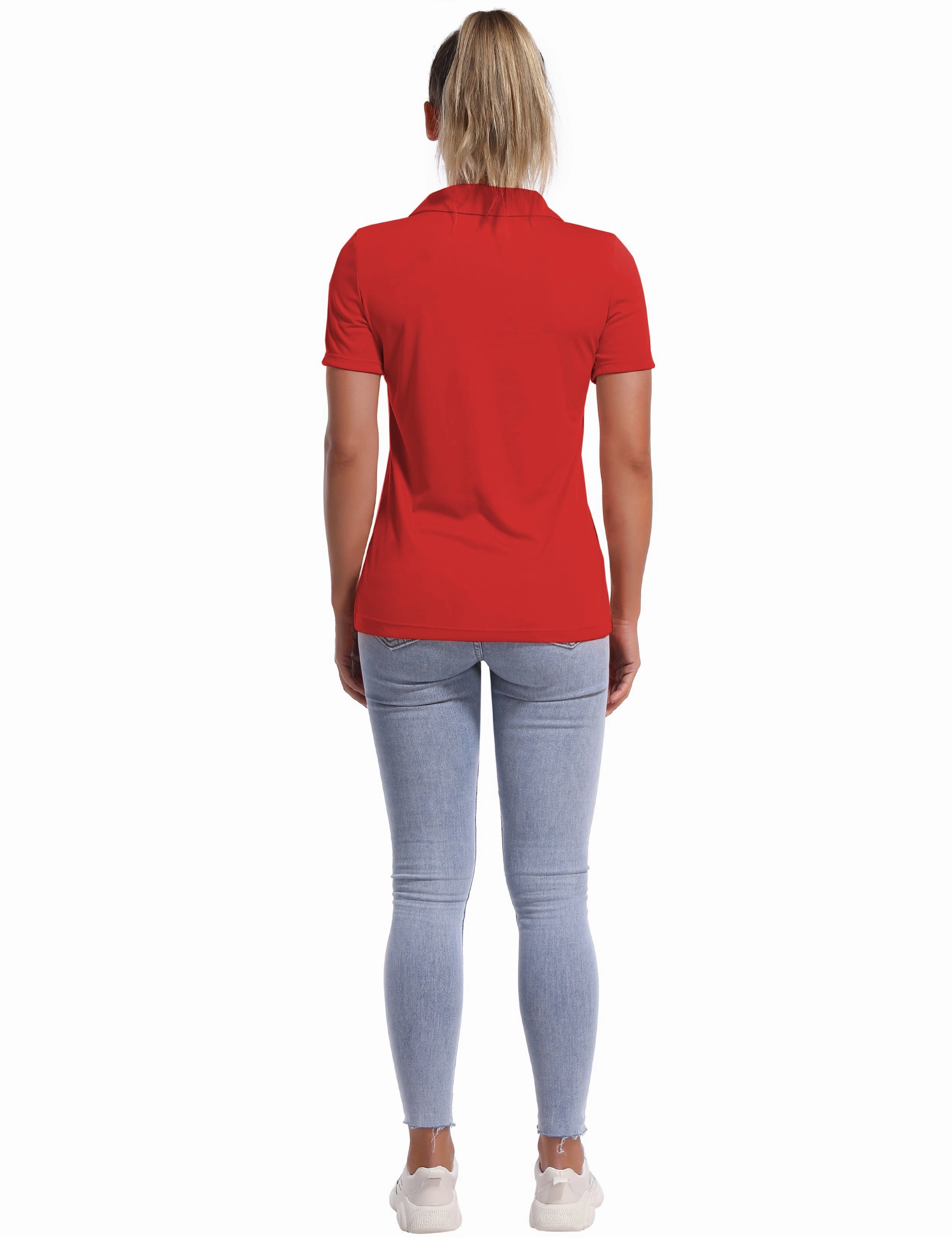 Short Sleeve Slim Fit Polo Shirt red_yoga