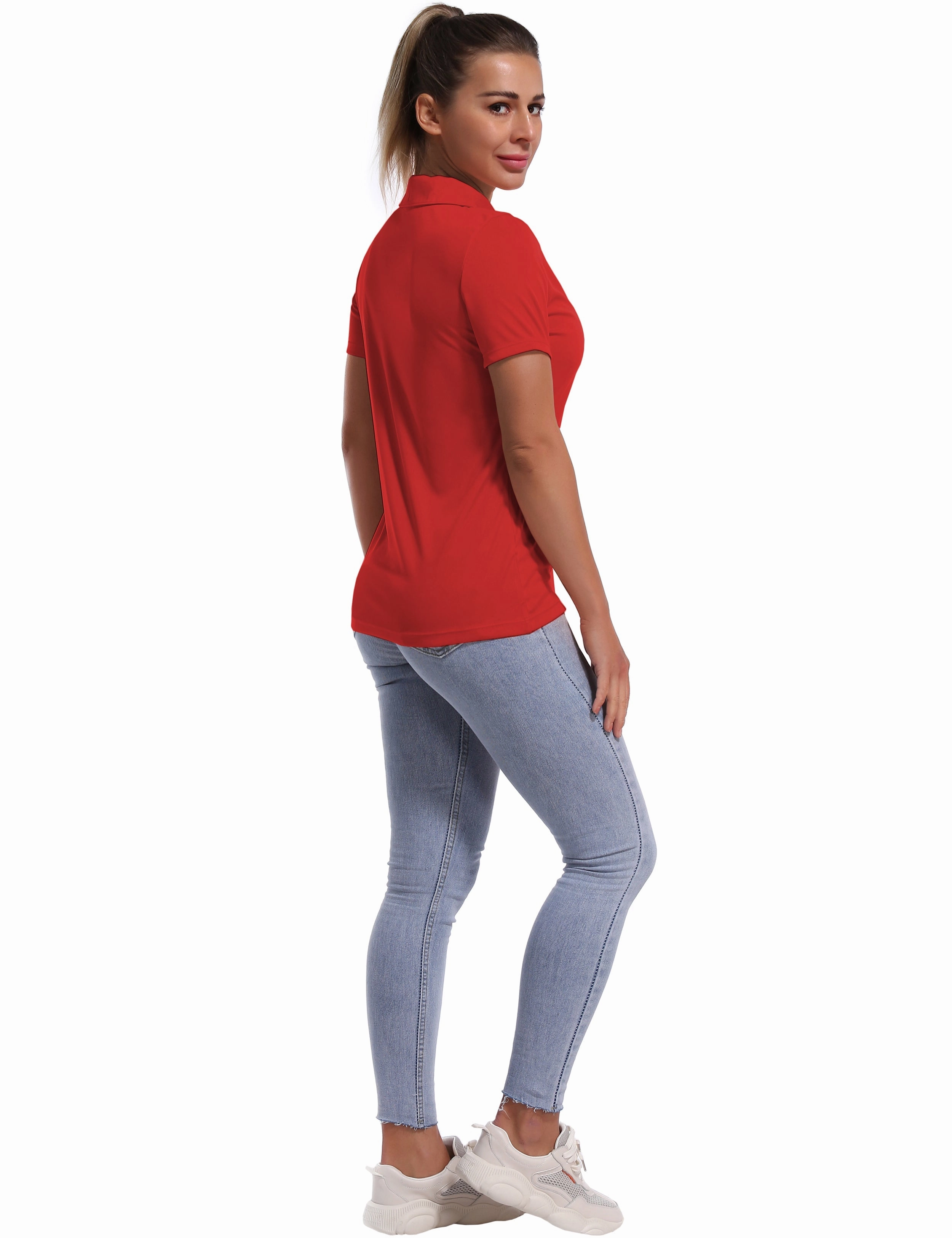 Short Sleeve Slim Fit Polo Shirt red_yoga